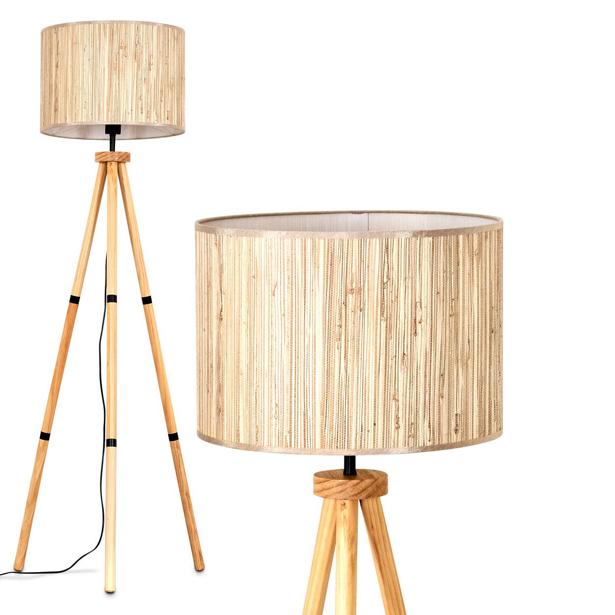 Stehlampe Stehlampe aus Holz/Seegras in Naturfarben