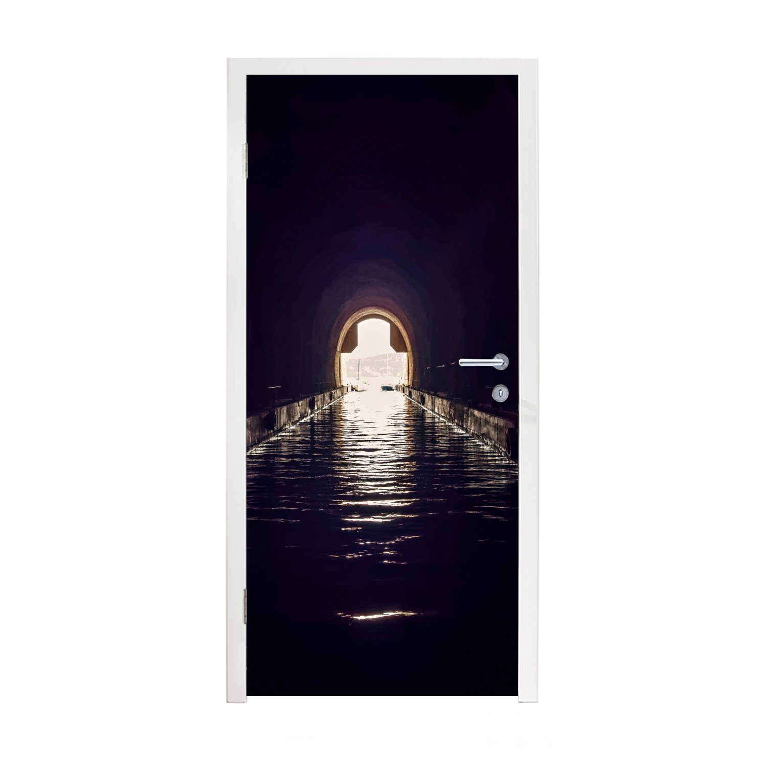 MuchoWow Türtapete Der Eingang zu einem Bunker für ein U-Boot, Matt, bedruckt, (1 St), Fototapete für Tür, Türaufkleber, 75x205 cm