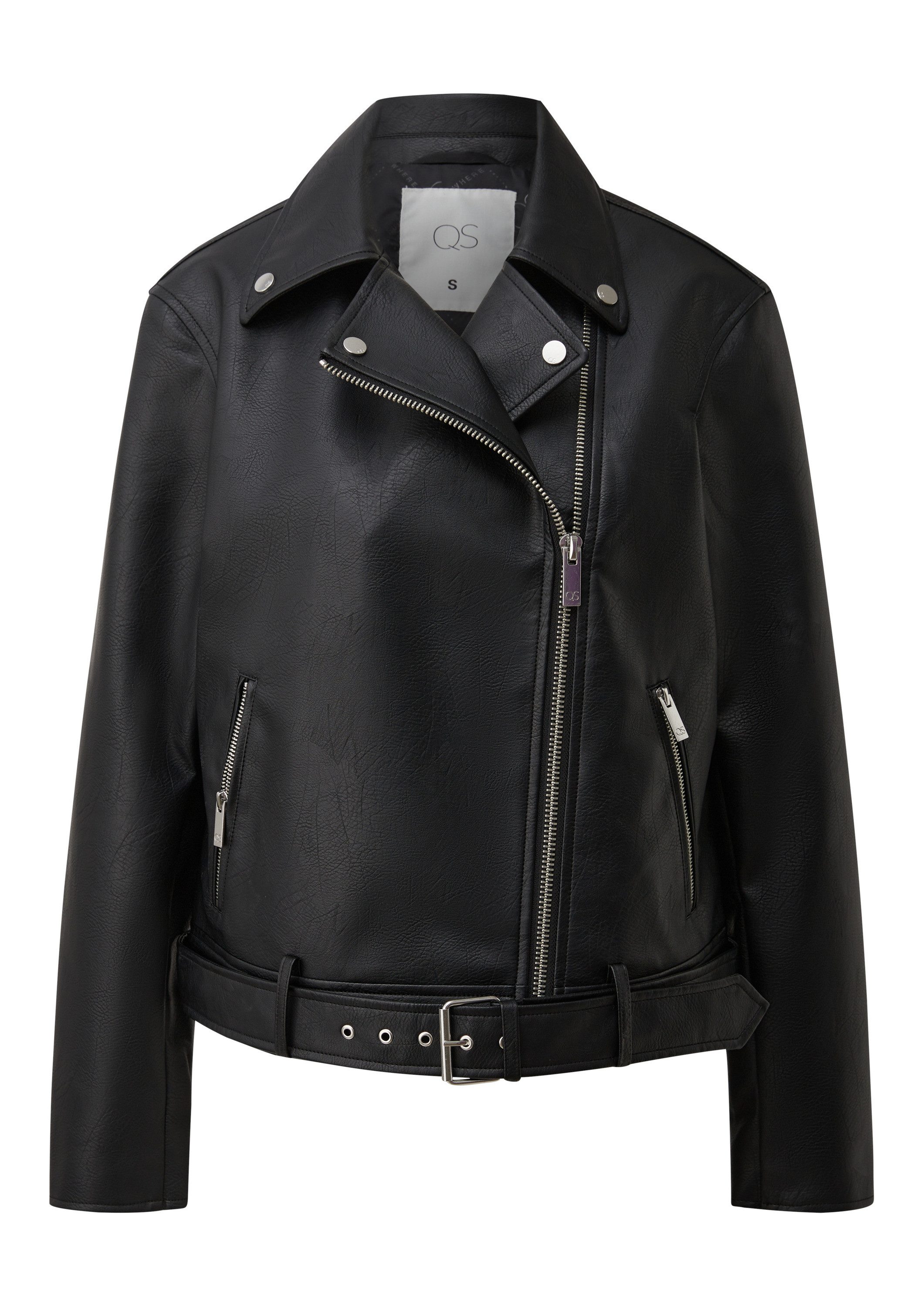 QS Funktionsjacke Outdoor-Jacke Bikerjacke in Lederoptik günstig online kaufen