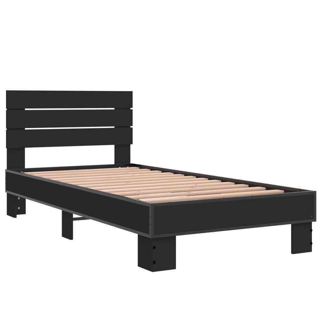 vidaXL Bett Bettgestell Schwarz 75x190 cm Holzwerkstoff und Metall günstig online kaufen