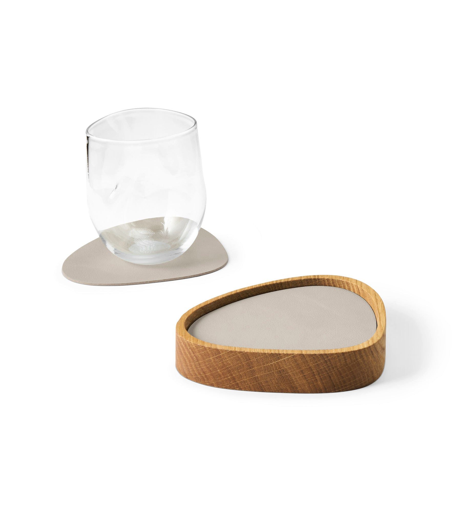 LIND DNA Glasuntersetzer LIND DNA Holzkiste Curve Eiche + 8 x Glasuntersetzer Nupo