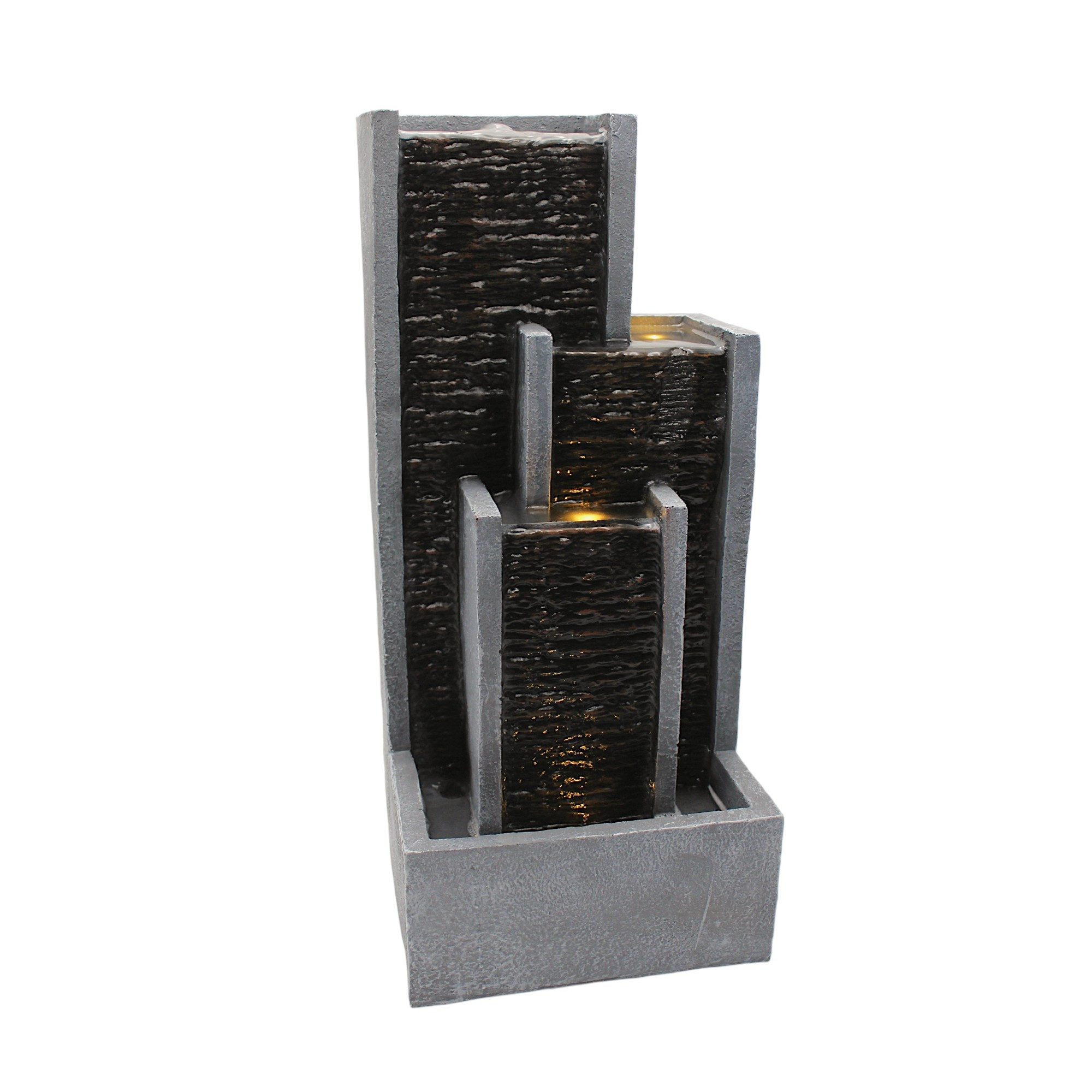 Arnusa Zimmerbrunnen Gartenbrunnen Wasserwand Indoor Outdoor mit LED Beleuchtung 48 cm, Gartendeko Wasserspiel mit LED warmweiß Steinoptik