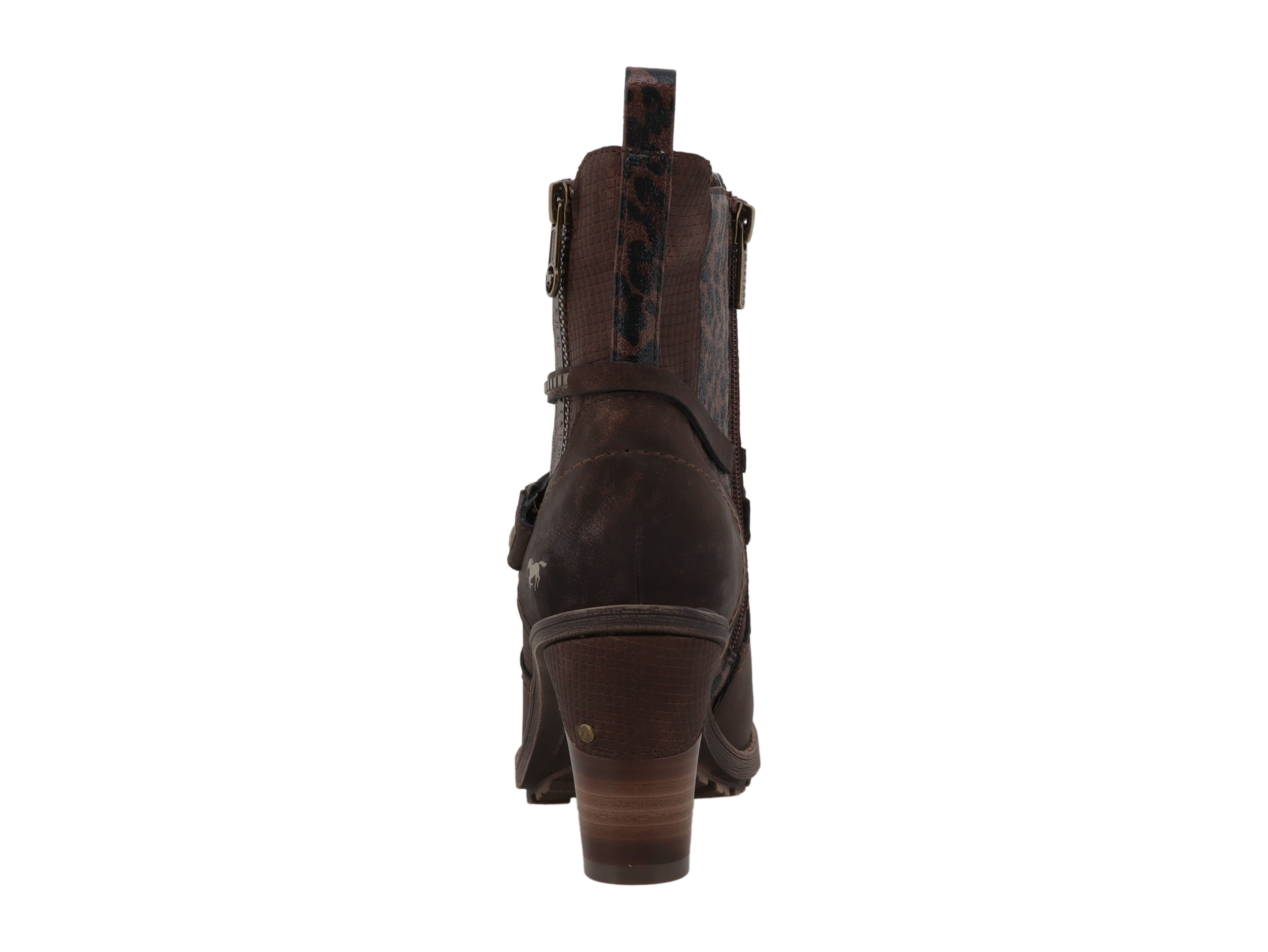 Mustang Shoes Mode-Stiefel Stiefelette Blockabsatz, Boots mit Kontrastbesätzen und Zierriemen