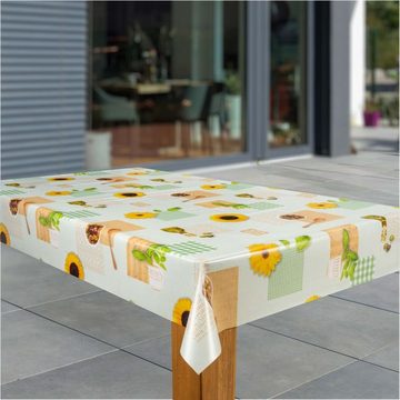 laro Tischdecke Wachstuch-Tischdecken Abwaschbar Sonnenblume Olive grün rechteckig