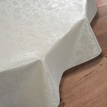 laro Tischdecke Wachstuch-Tischdecken Abwaschbar Relief geprägt Weiß Rund 140cm