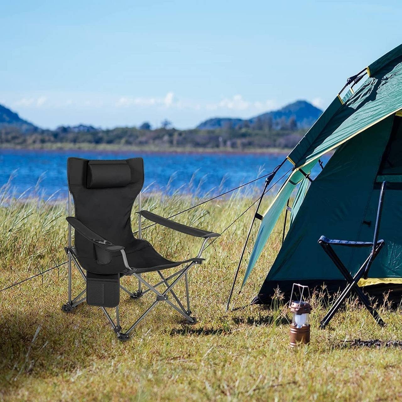 Woltu Campingstuhl (2 St), klappbar für Outdoor mit Armlehnen Getränkehalte günstig online kaufen
