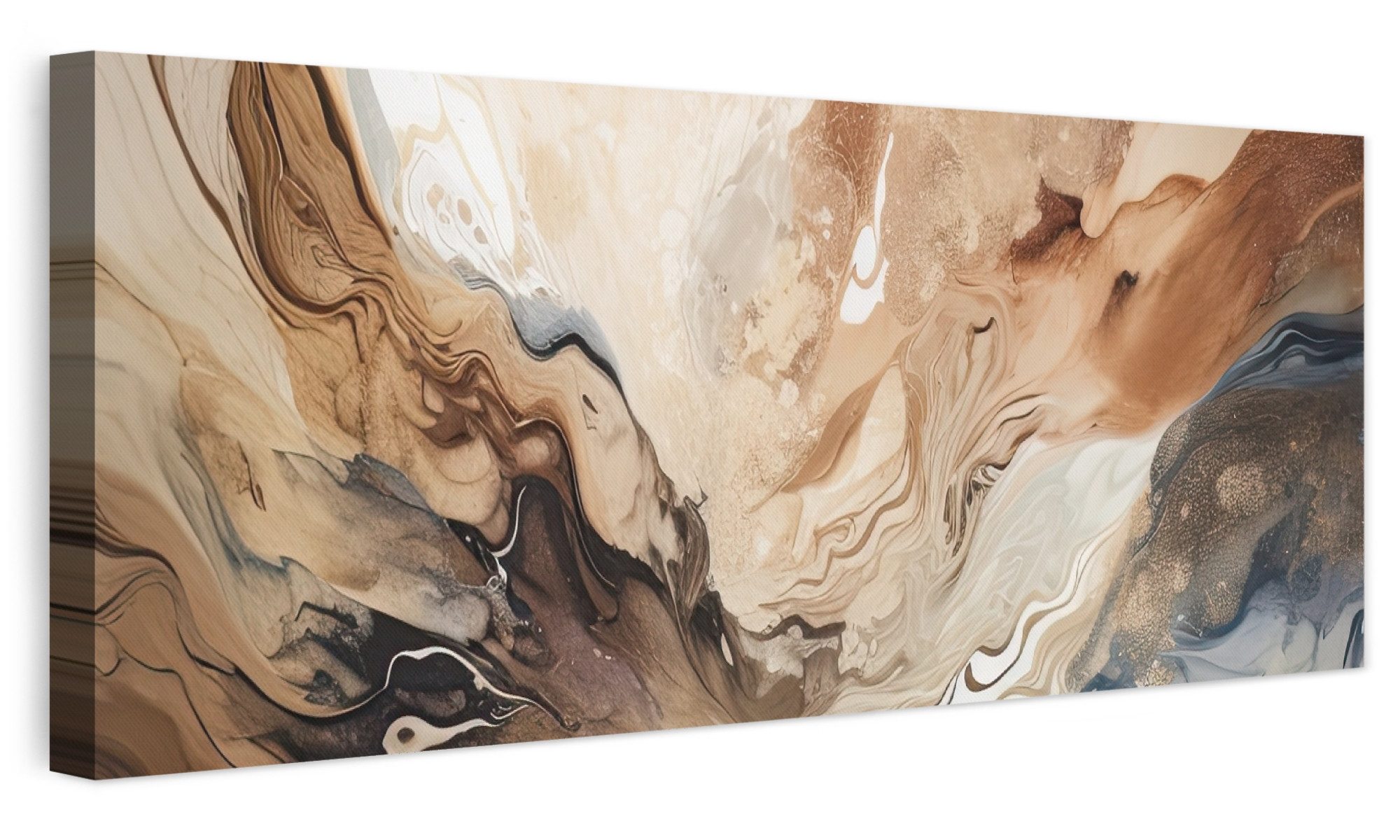 OneMillionCanvasses® Leinwandbild Panorama Abstrakt - Kunst - Farbe - Beige - Modern, Fotodruck (1 St), Wandbild, Deko Schlafzimmer …