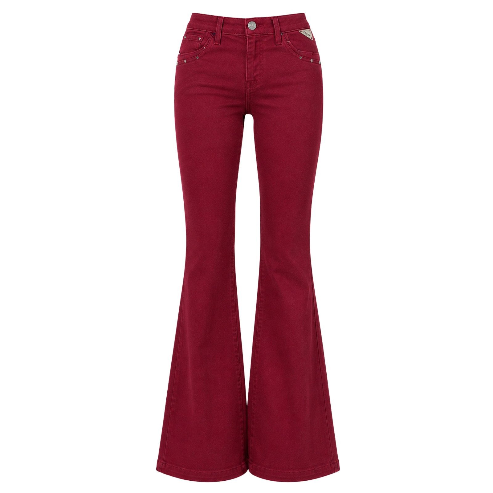 Kaiser24 Bootcut-Jeans Replay Renecara Flare Jeans Damen Rot – Stretch Denim Schlaghose