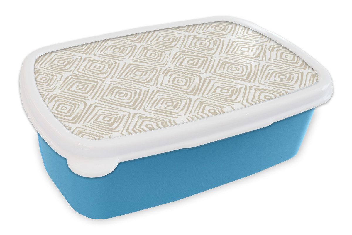 MuchoWow Lunchbox Abstrakt - Kariert - Beige, Kunststoff, (2-tlg), Brotdose, Lunchbox, Brotbox für Kinder und Erwachsene