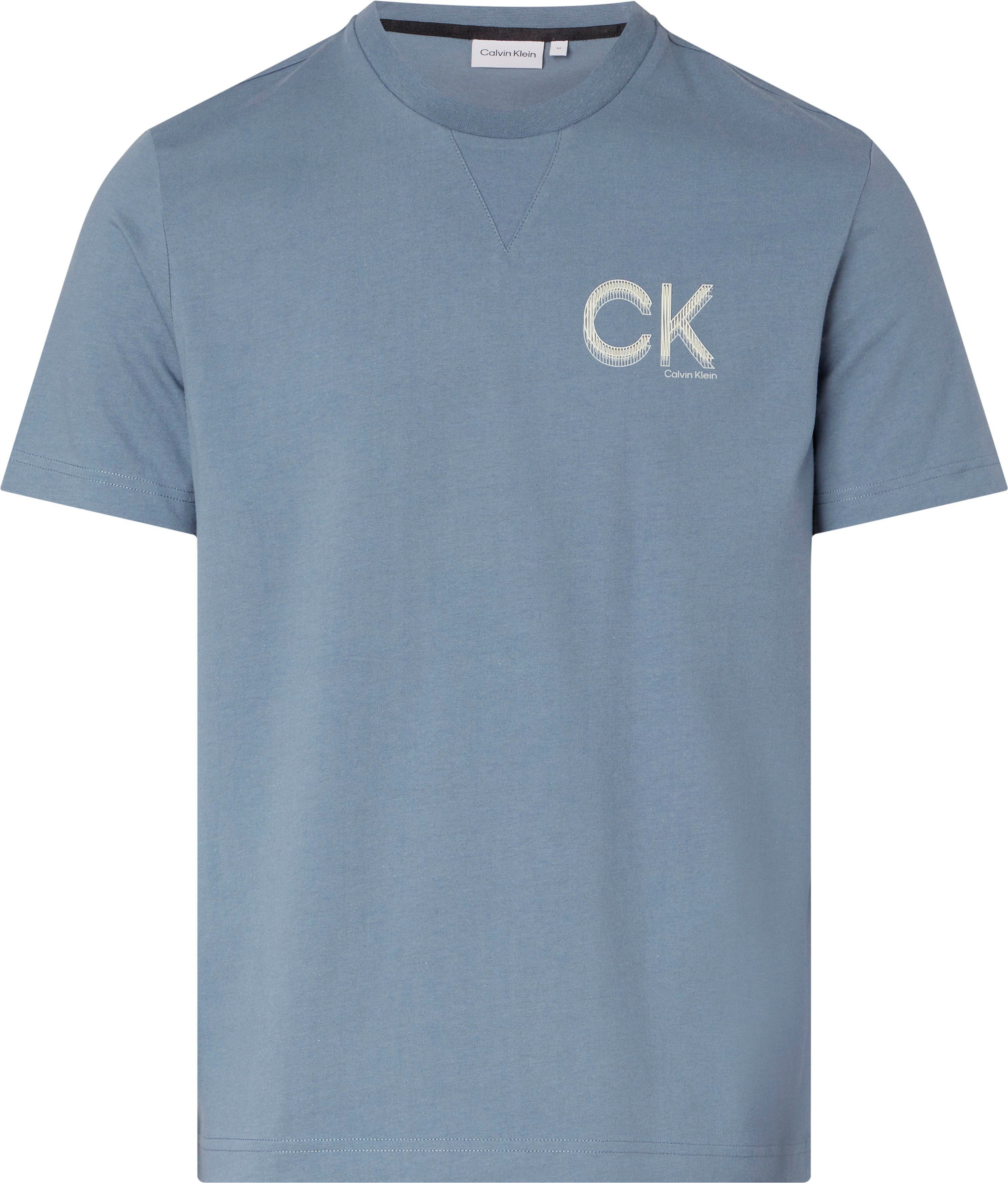gummiertem Klein T-SHIRT LOGO Grey Glanzeffekt dezentem (1-tlg) CHEST Logodruck mit Calvin T-Shirt Tar STRIPED mit