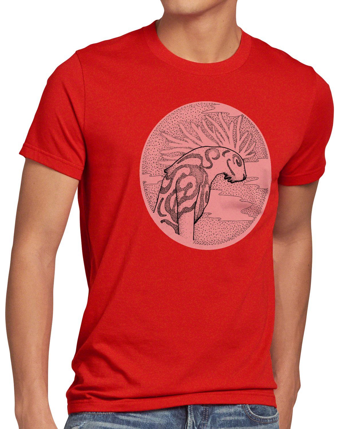 T-Shirt rot prinzessin mononoke Dot Herren Waldgott style3 wolf japan anime Print-Shirt