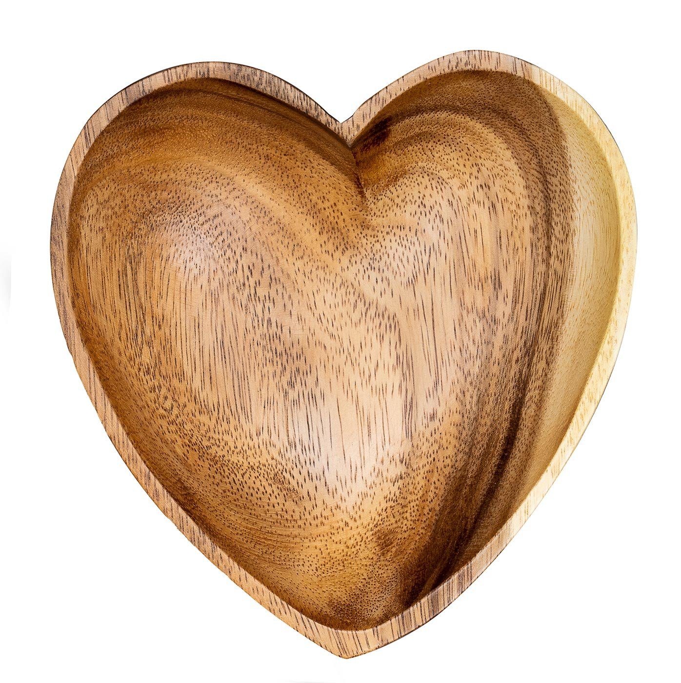 Levandeo® Dekoschale, Schüssel Akazie 15x4cm Herz günstig online kaufen