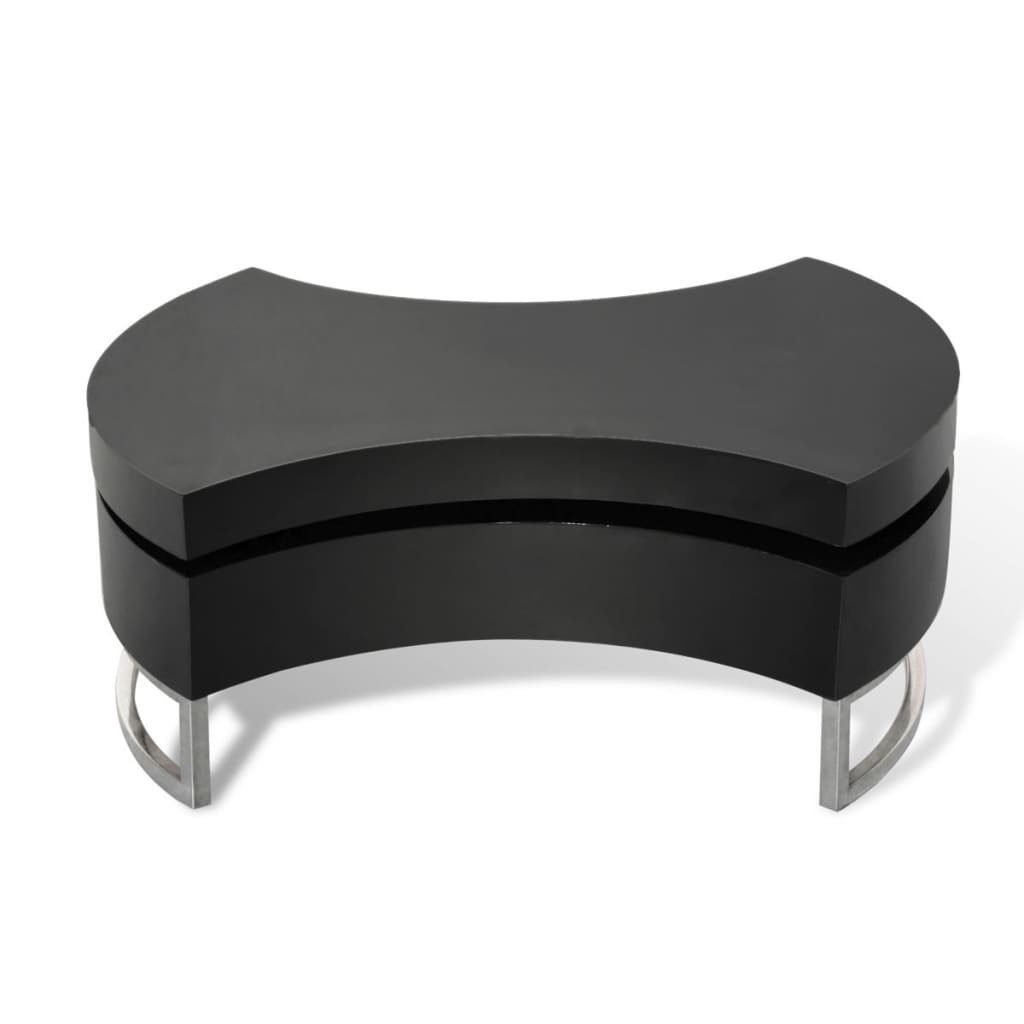 Couchtisch Tischplatte,Wohnzimmertisch,exklusiven Hochglanz-Schwarz Design drehbar DOTMALL