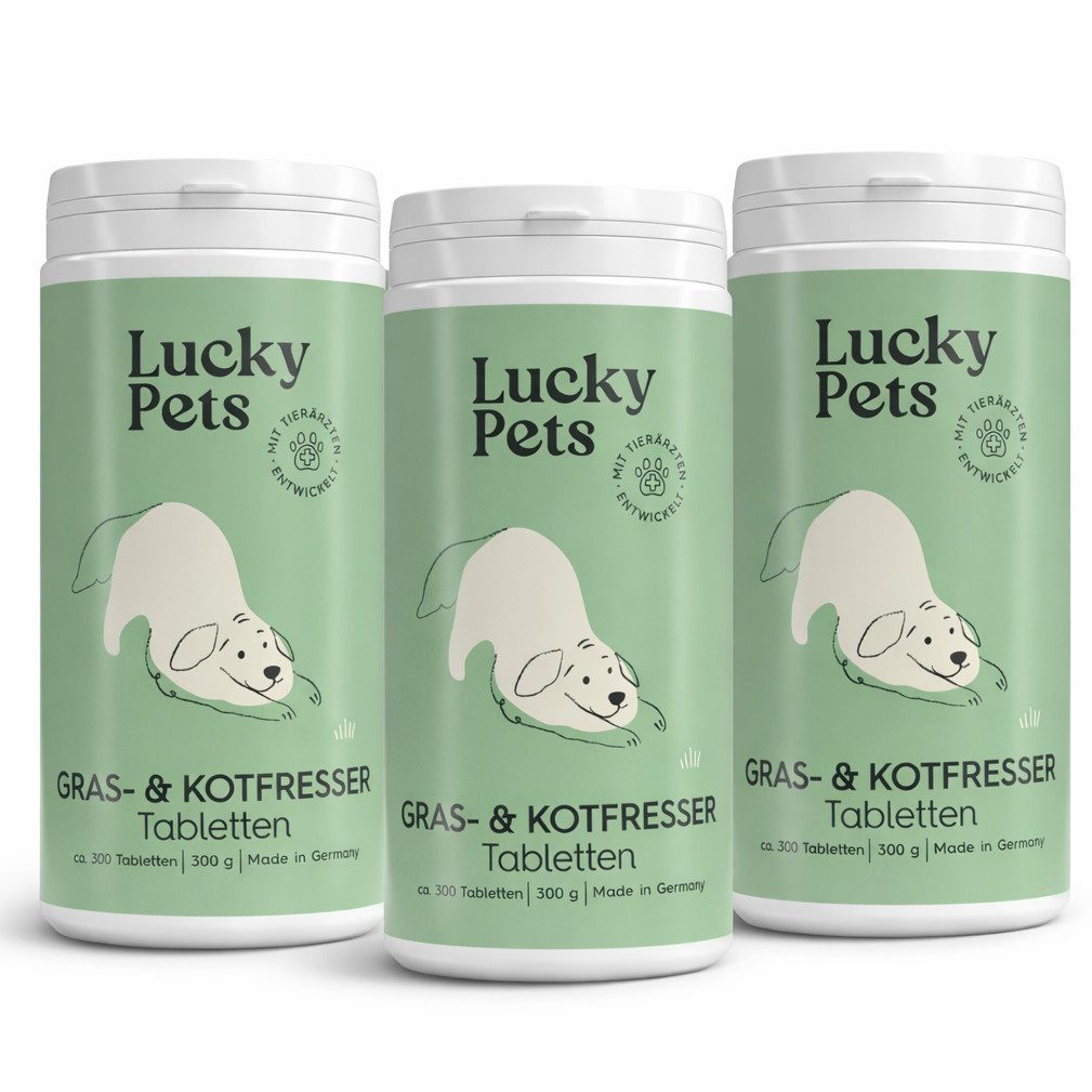 Lucky Pets Gras & Kotfresser Tabletten für Hunde - pflanzlich, magenschonend, Nahrungsergänzungsmittel für: Hunde