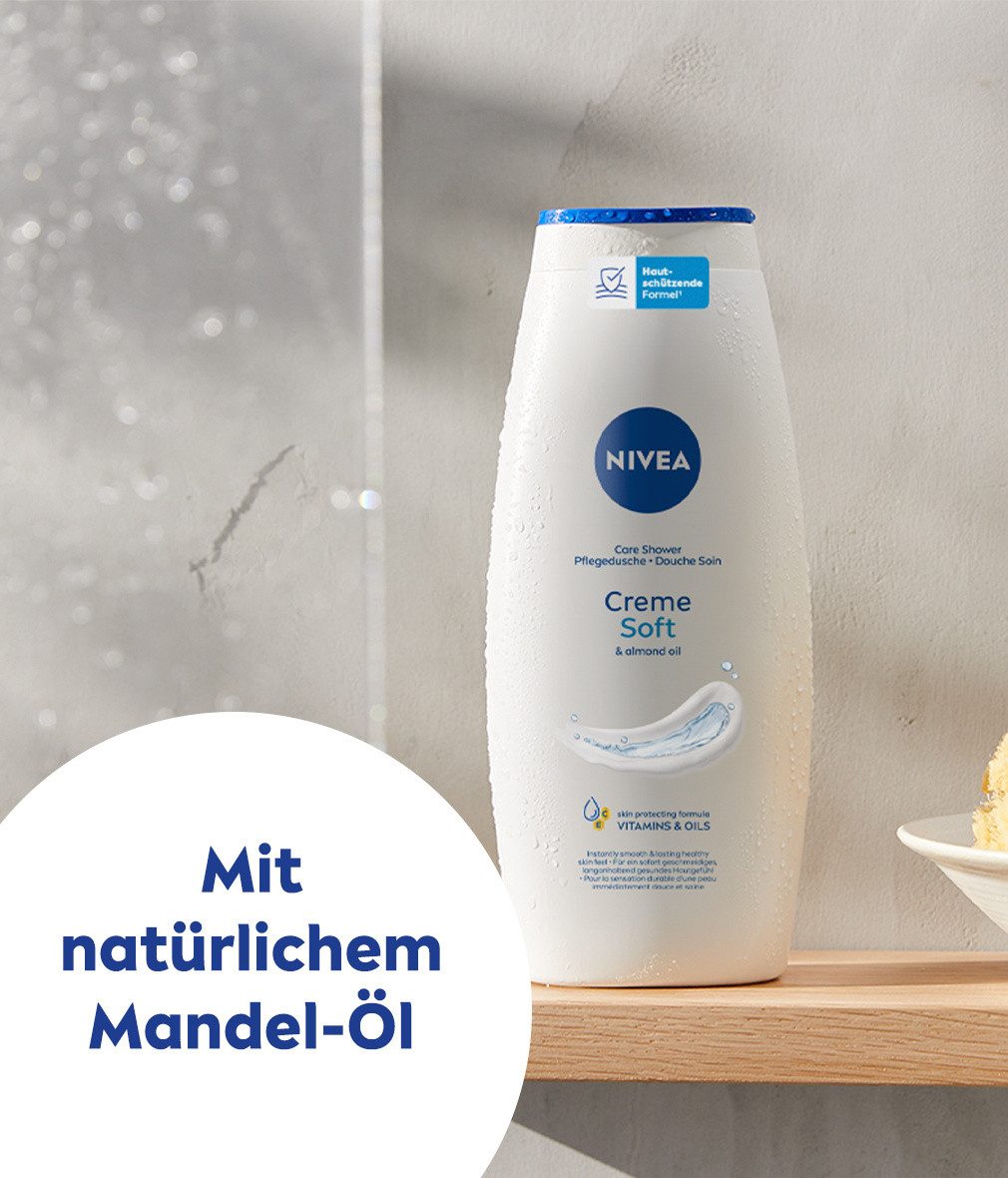 Nivea Duschpflege Pflegedusche Creme Soft & Almond Oil 4 x 500 ml, 4-tlg.