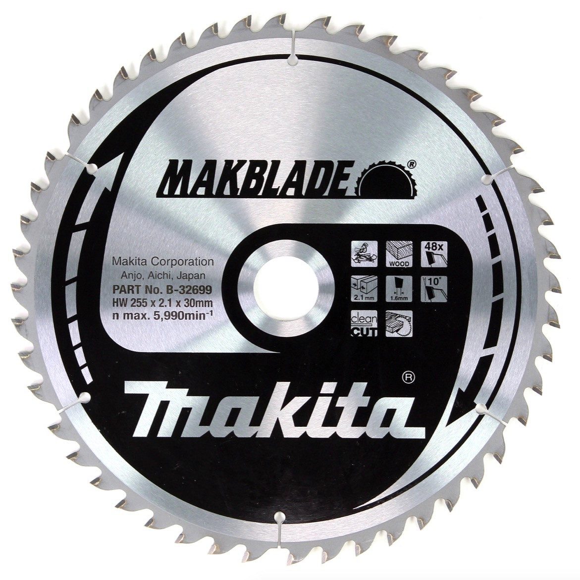 Makita Kreissägeblatt MAKBLADE Kreissägeblatt für Holz 255 x 30 x 2,1 mm 48 Zähne (B-32699