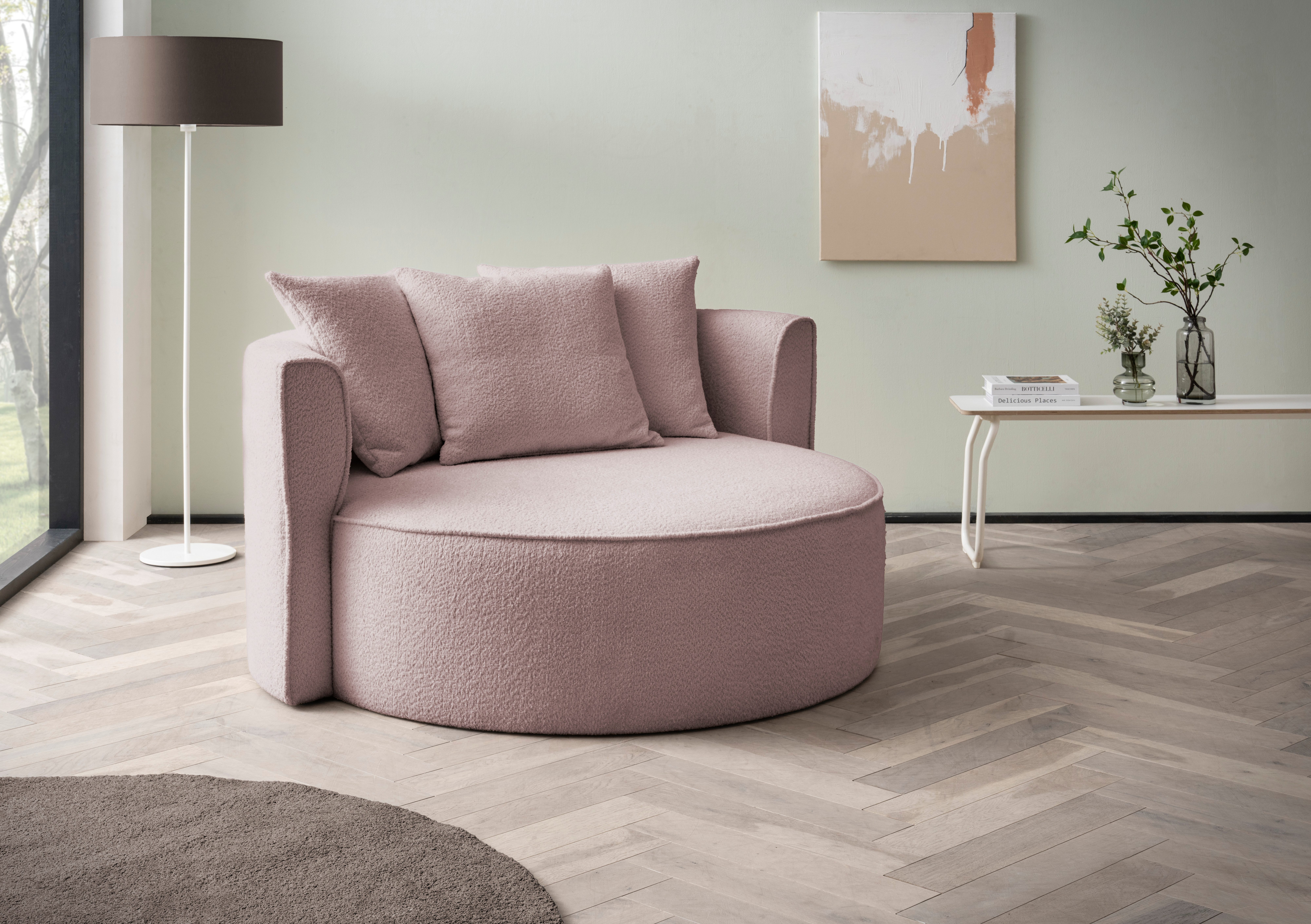 LeGer Home by Lena Gercke XXL-Sessel Isalie, Lesesessel, Loveseat, inklusive Zierkissen, extra große Sitzfläche, optional mit Hocker, Cord, Samt, Bouclé