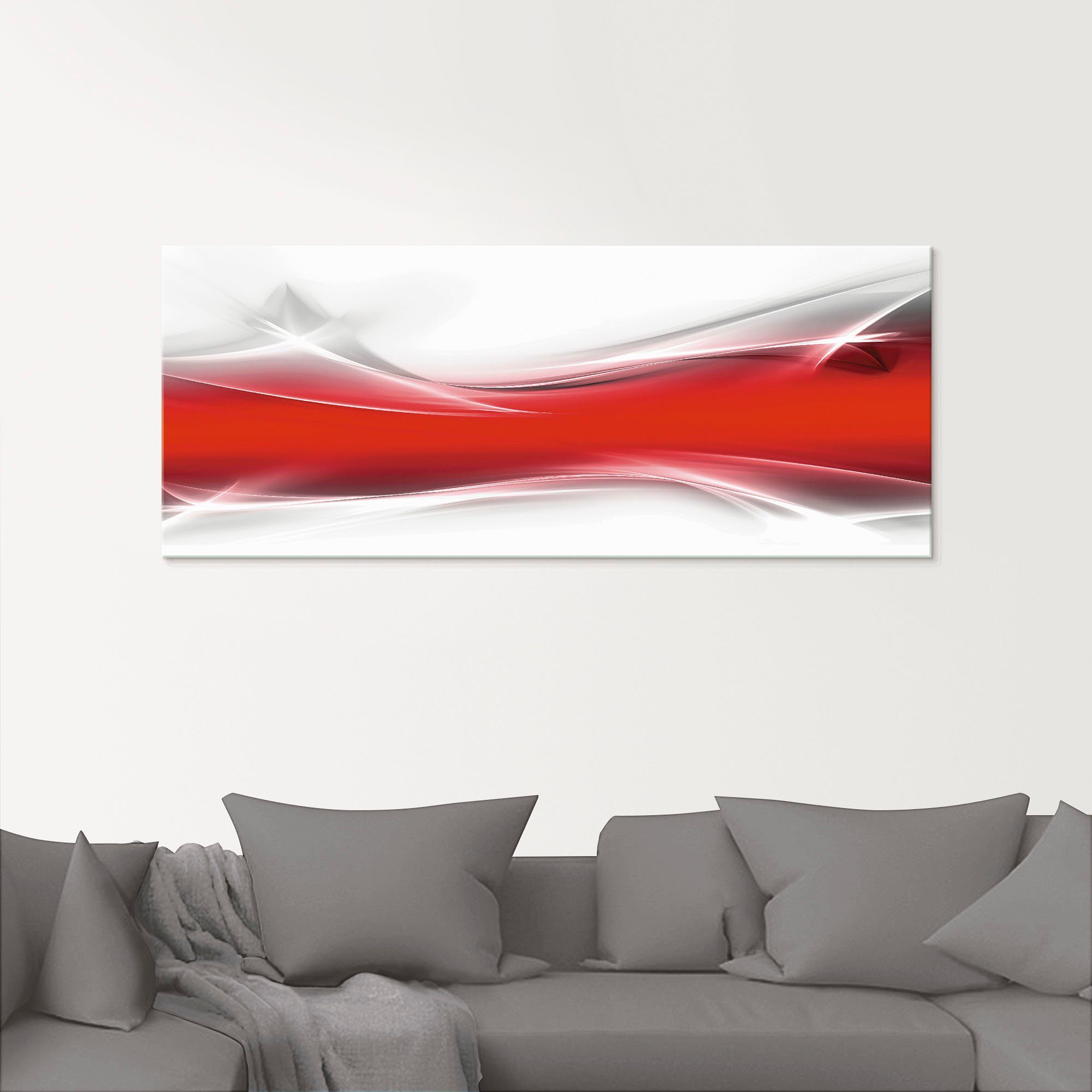 Artland Kreatives Element, (1 rot Gegenstandslos Größen St), Glasbild verschiedenen in