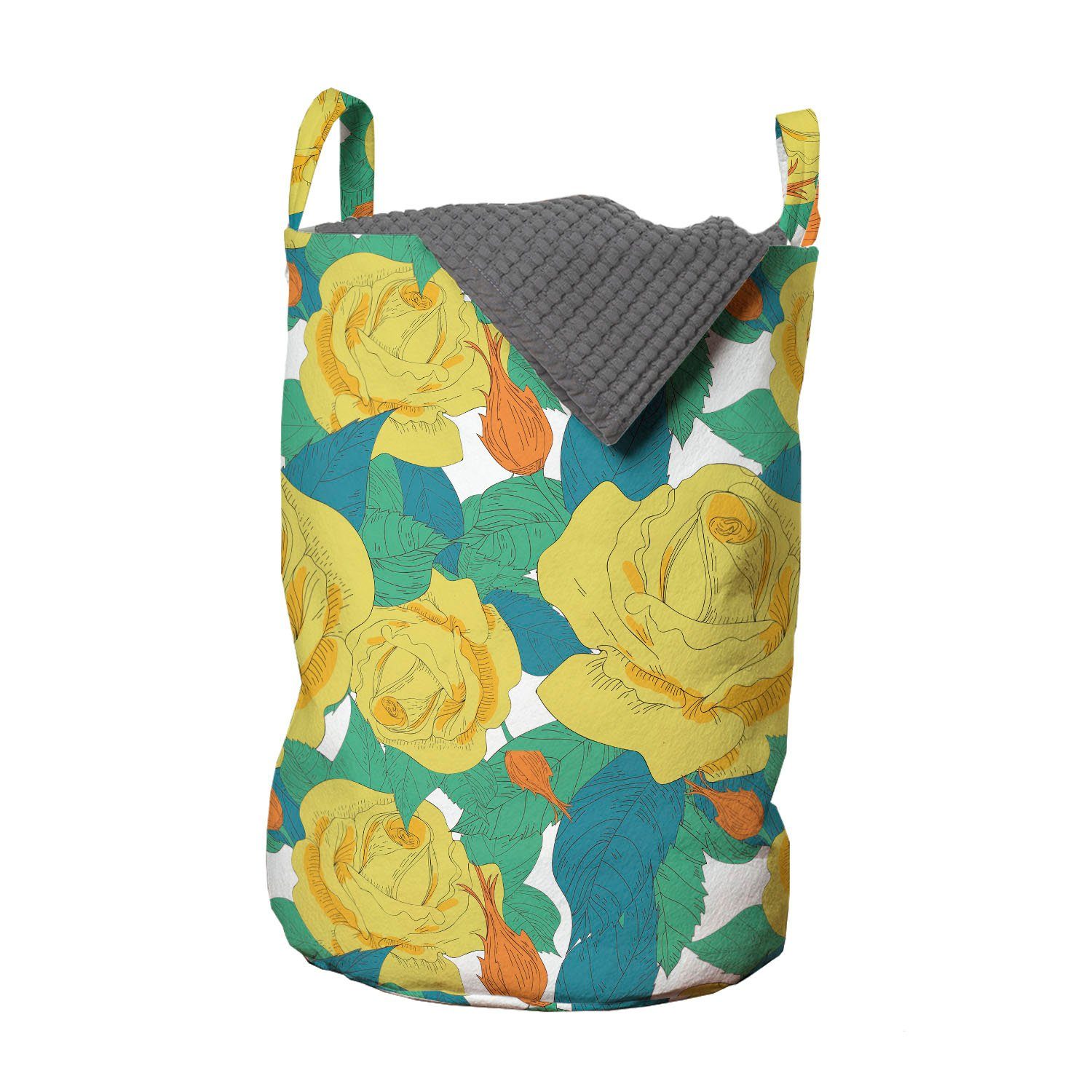 Kordelzugverschluss Waschsalons, mit Garten-Kunst Wäschesäckchen Griffen Wäschekorb für Abakuhaus Frühlings-Rosen-Blumenstrauß