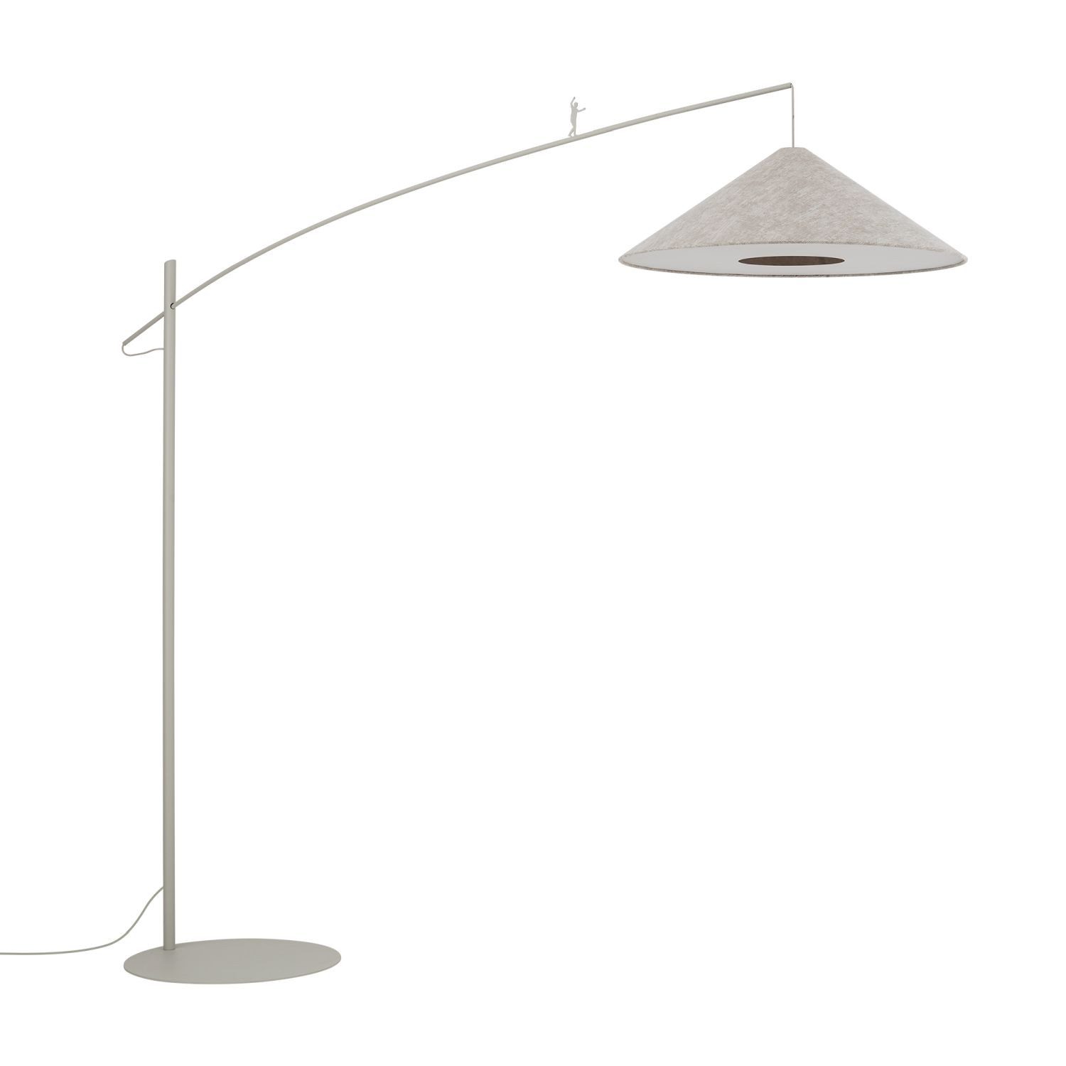 Licht-Erlebnisse Stehlampe PERAMON, ohne Leuchtmittel, Metall Stoff E27 240 cm Beige Seidengrau Modern