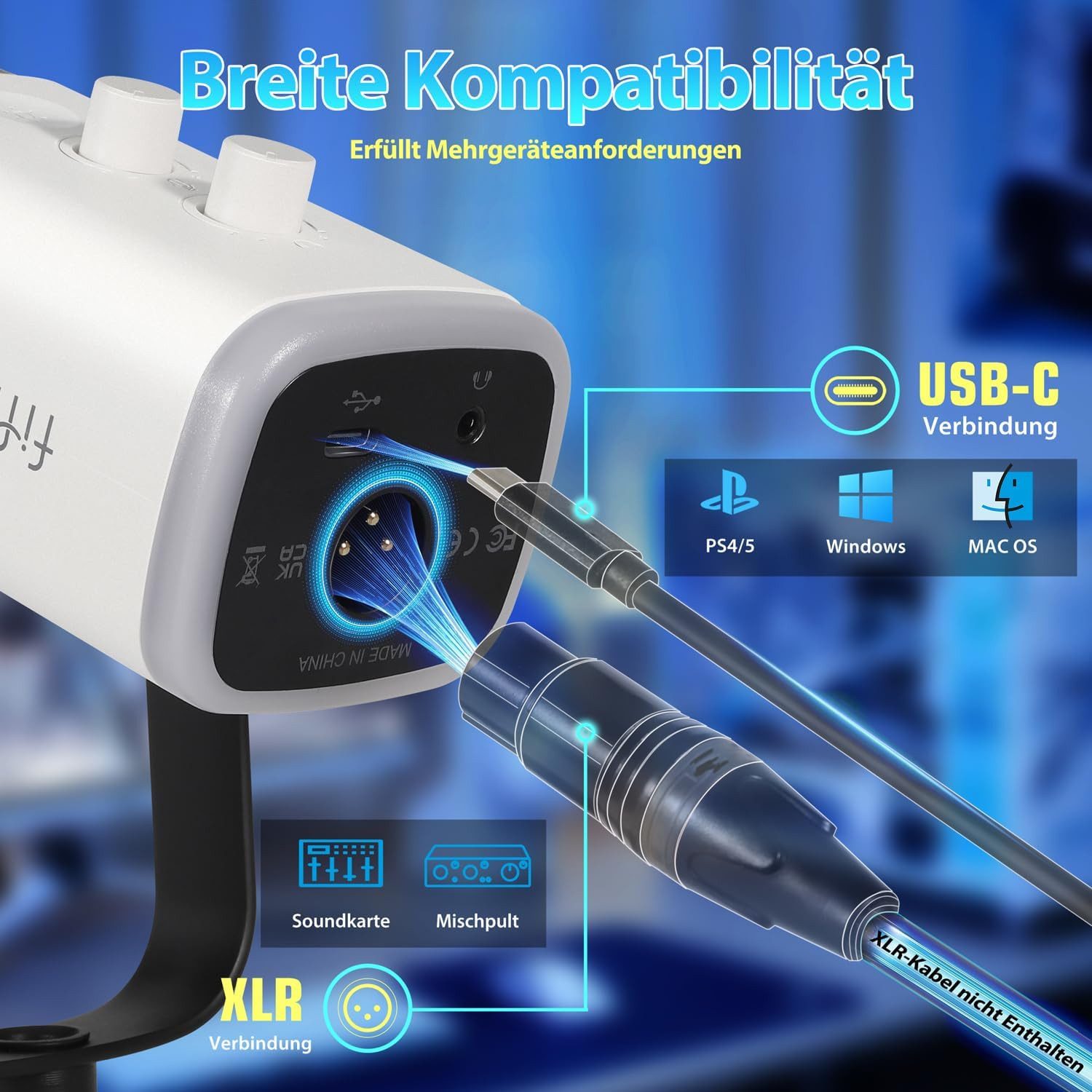 FIFINE Mikrofon XLR Mikrofon Dynamisch für Streaming Podcast Studio, USB Microphone, mit Stummschalttaste, für Gaming PC PS4/5 Mac Mixer Soundkarten