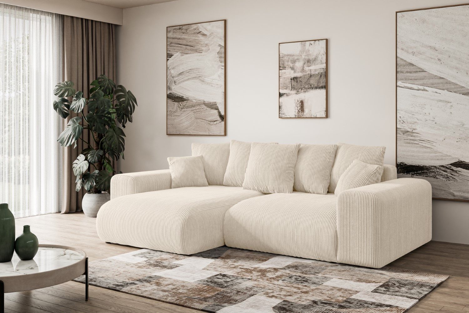 ALTDECOR Ecksofa ESKAR-L, Couch mit Schlaffunktion, Wohnzimmer - Wohnlandschaft, Corner Sofa Bett Eckcouch Couch L-Form Schlafcouch Ausziehbar
