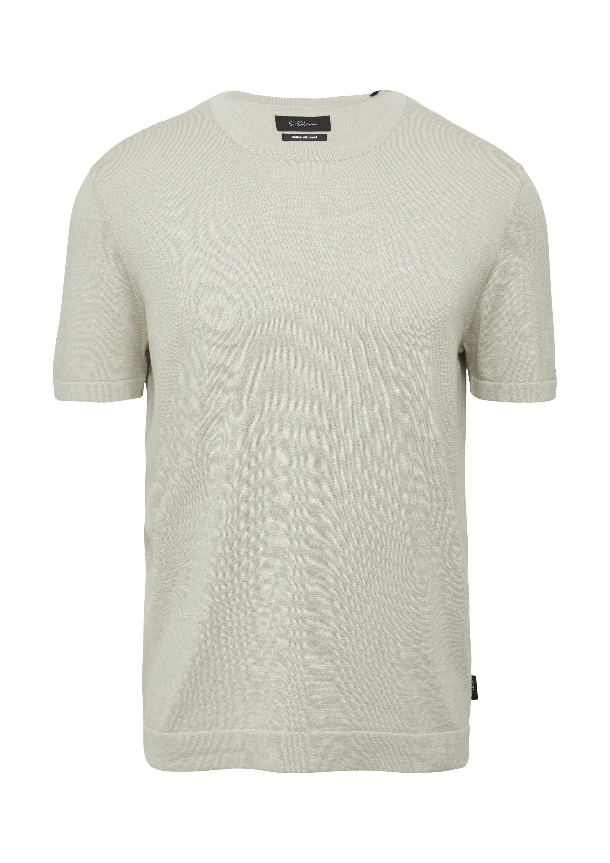 s.Oliver Kurzarmshirt Strickpullover Gestricktes T-Shirt aus Baumwoll-Seidenmix