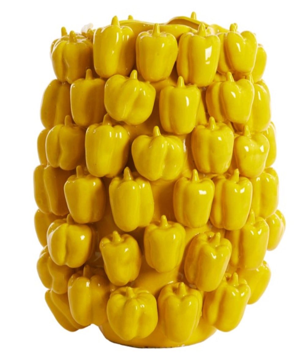 Dirk Davids Leuchten GmbH Dekovase Deko-Vase Keramikvase Paprika-Struktur Gelb 35x33x47cm