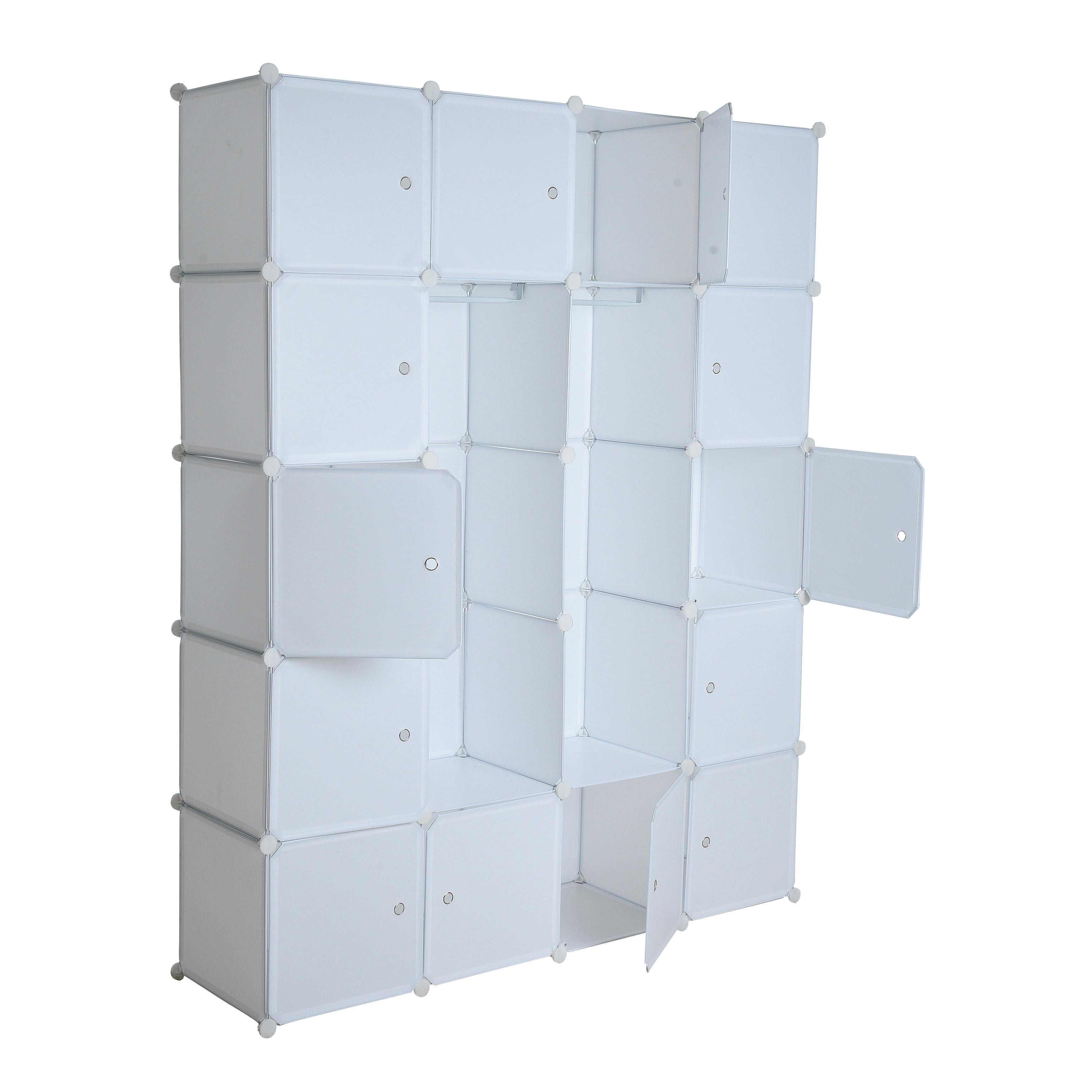 ESTEXO Regal system Würfelregal Steckregal mit Kleiderstange Kunststoff Weiß – Bild 3 von 5