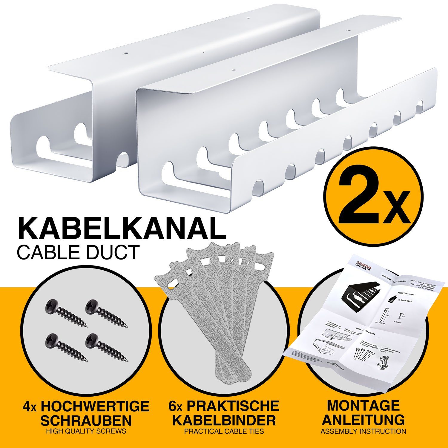 Goods+Gadgets Kabelkanal Goods+Gadgets Kabelkanal – Kabelmanagement Schreibtisch & Kabelhalter (Kabelhalter, Kabelwanne, Kabelkorb, 2-St) – Bild 5 von 5