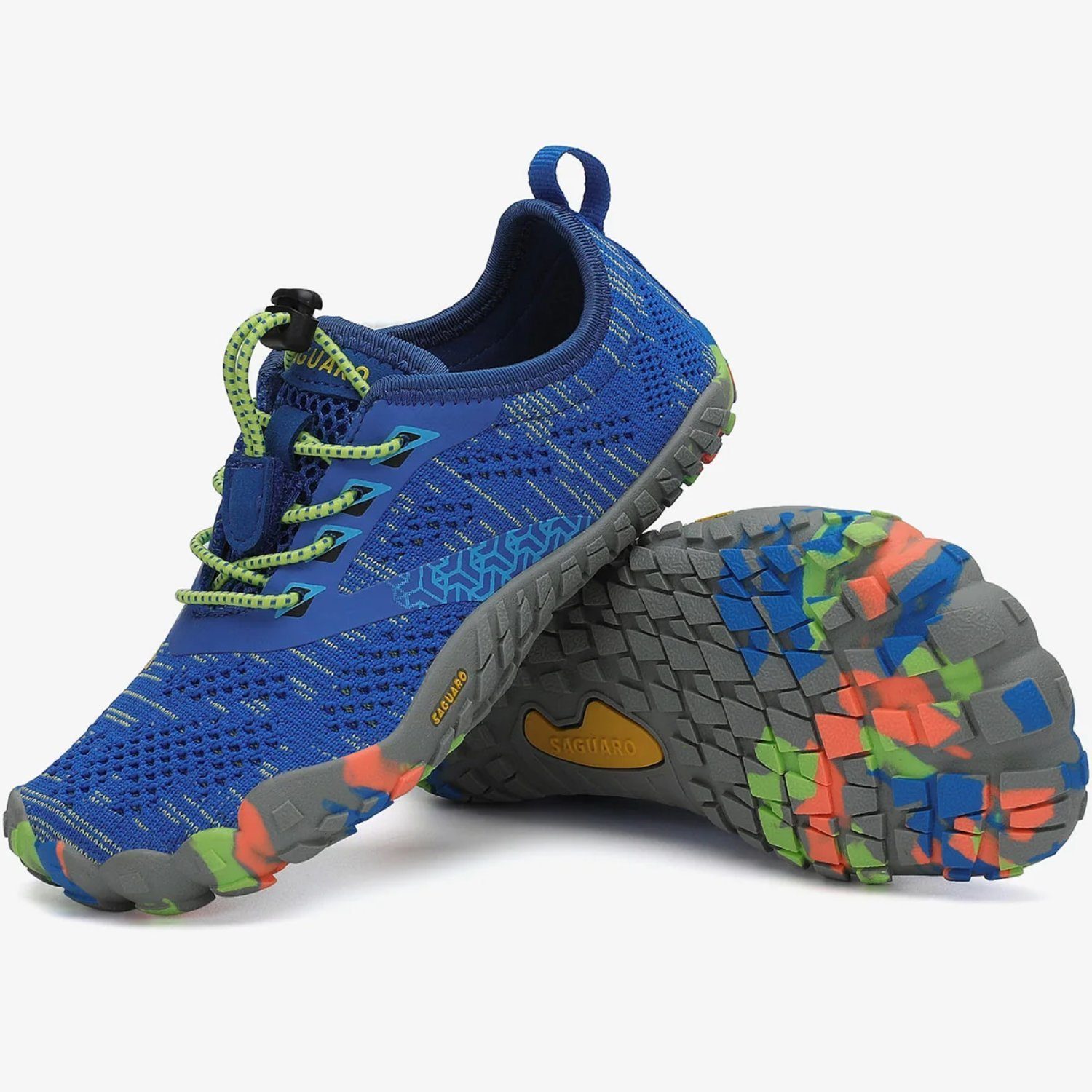 SAGUARO Barfußschuh (bequem, leicht, atmungsaktiv, rutschfest) Minimalschuhe Laufschuhe Sport-Schuhe Jogging Sneaker Trail-Running Blau 025 Kids