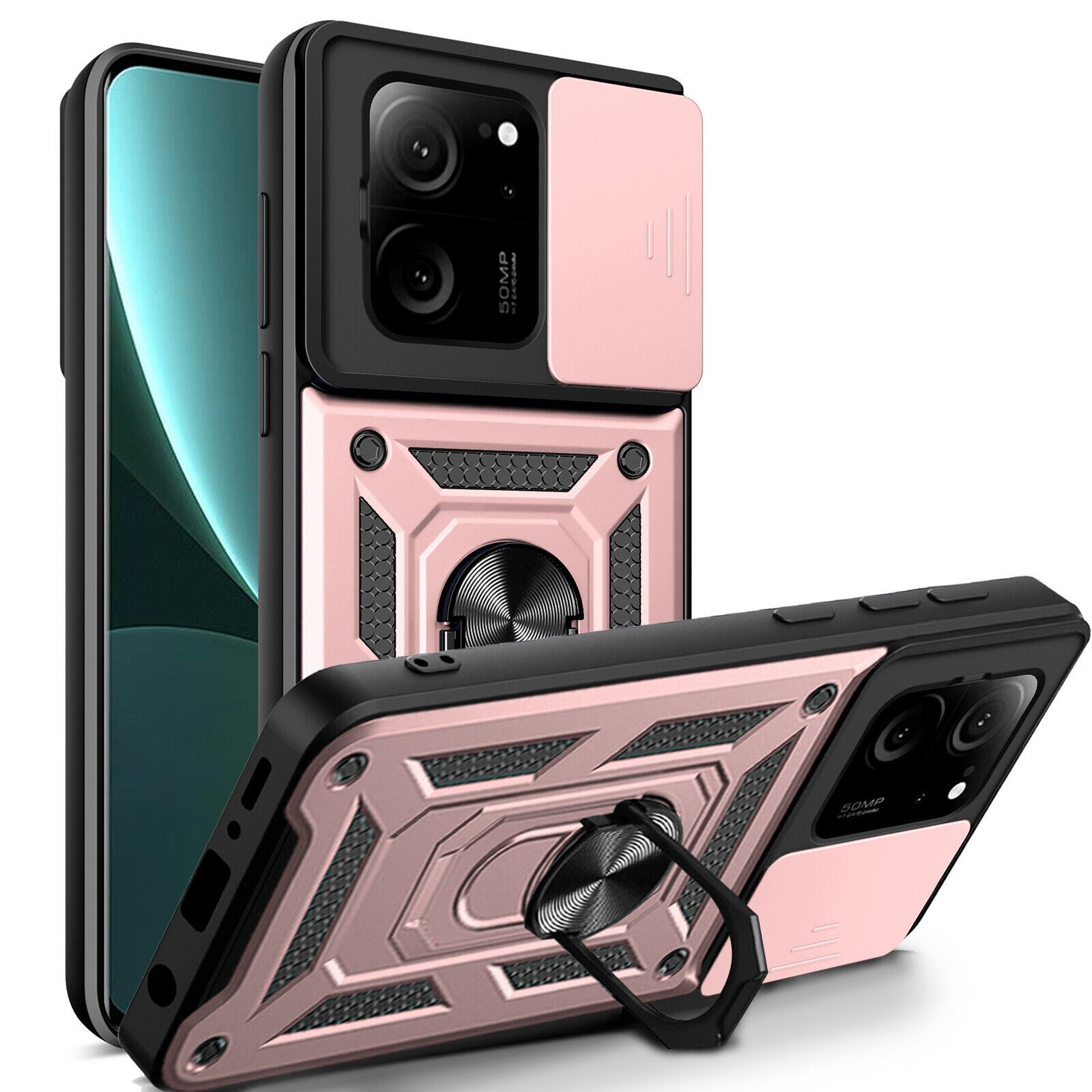 betterfon Handyhülle Panzerhülle für Xiaomi 13T / 13T Pro mit Kameraschutz & Ringhalter, Outdoorhülle mit Smartstand und Silikonkern