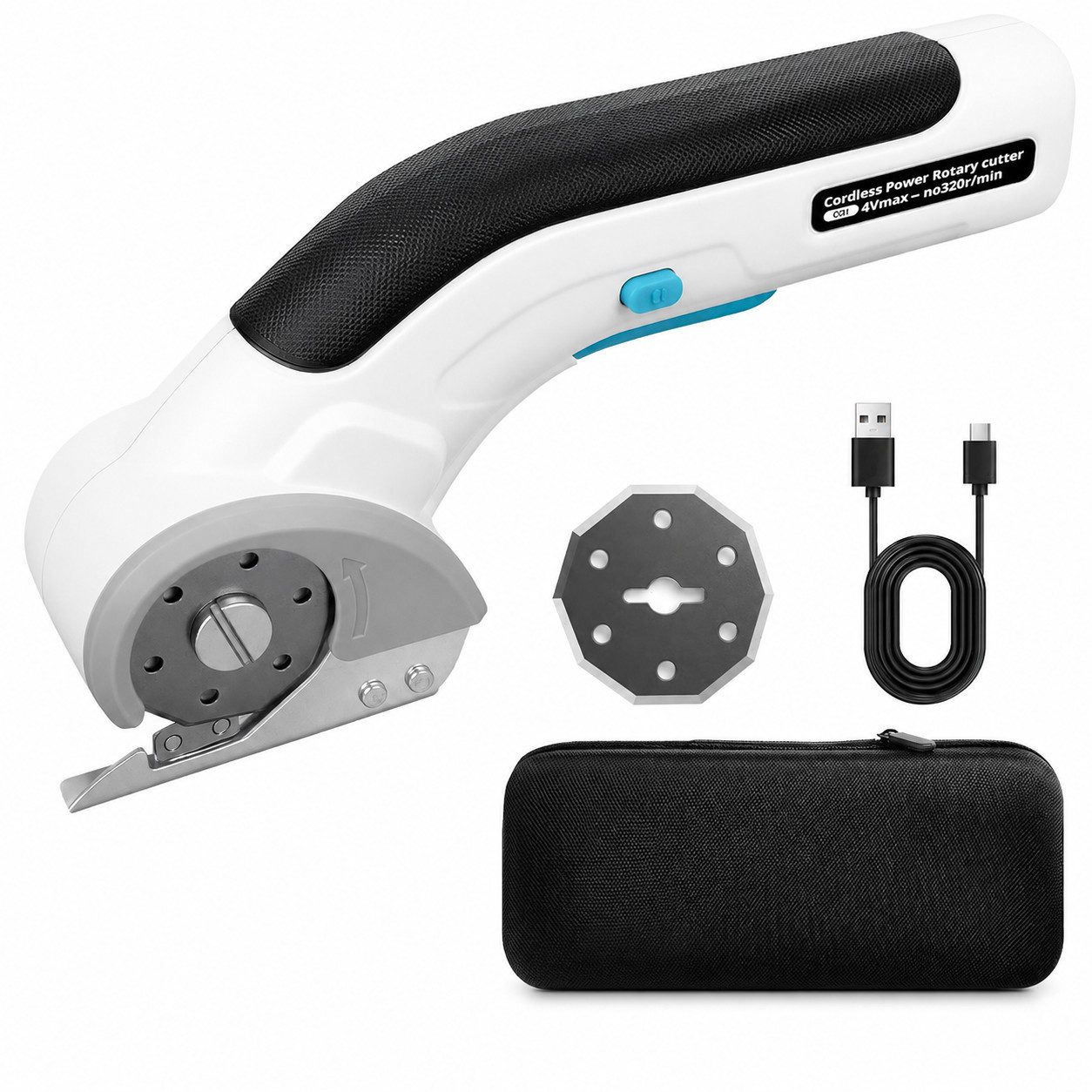 XEOOCE Akku-Universalschere Elektrische Akku Schere Kabellos 2000mAh für Stoff und Karton, 4 in v
