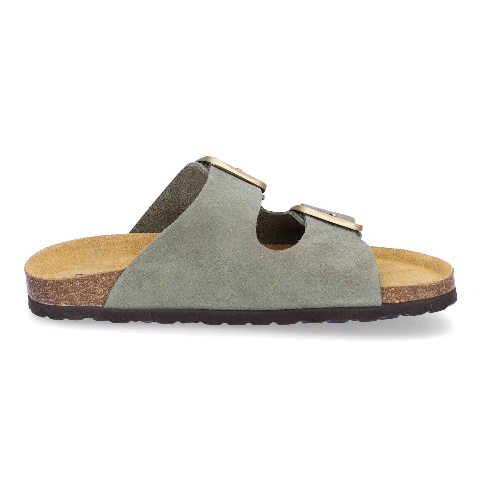 MIDS MIRI Damen Pantolette olivgrün, Zweiriemer mit ergonomischem Lederfußbett & großer Schnalle – Bild 4 von 5