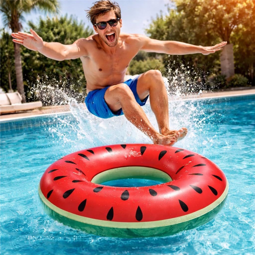 TK Gruppe Schwimmring Aufblasbarer Schwimmring aus PVC, Donut- und Flamingo-Varianten (Schwimmring), 120 cm – Bild 3 von 5
