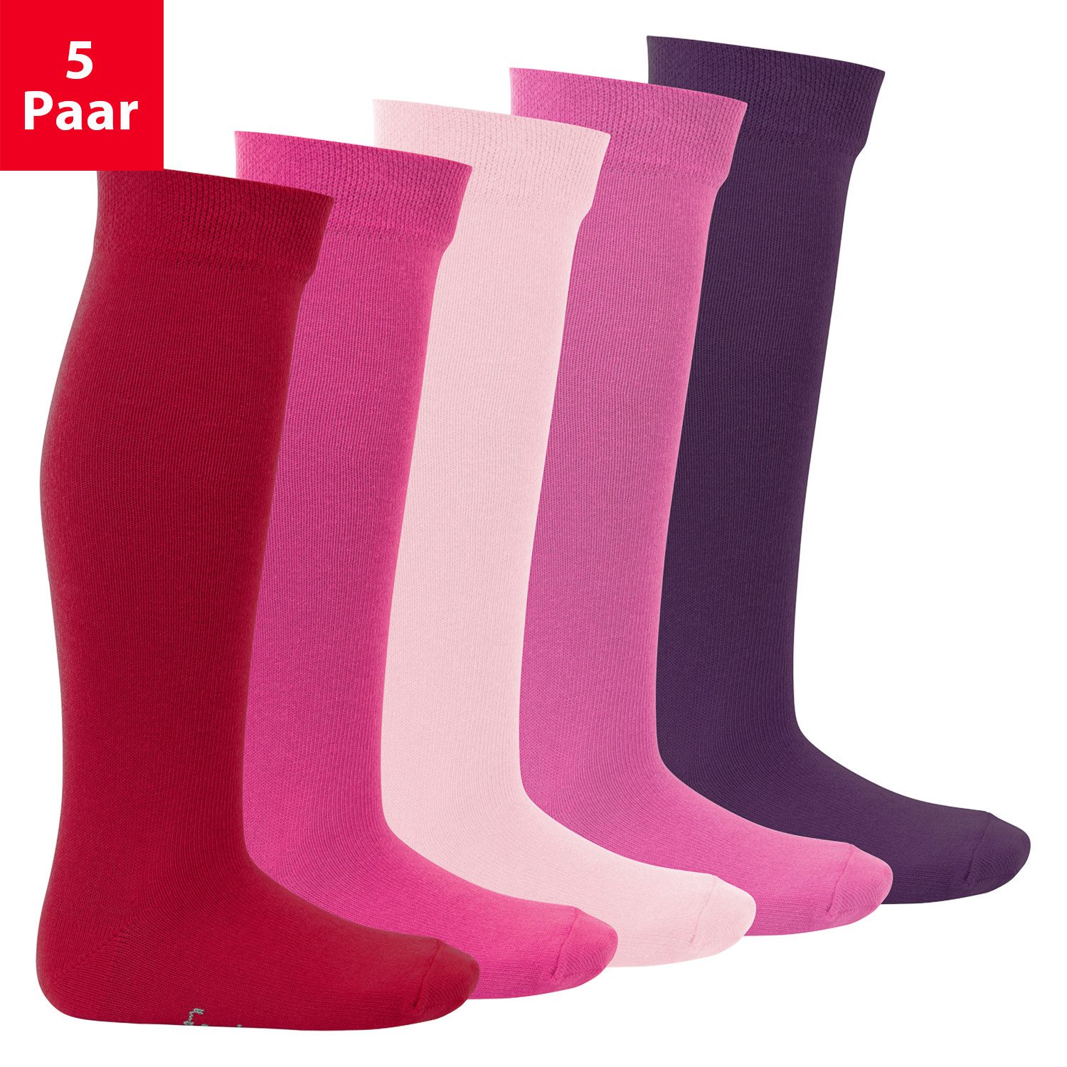 Footstar Langsocken EVERYDAY! 5 Paar Kinder Kniestrümpfe Lange Socken für Mädchen & Jungen