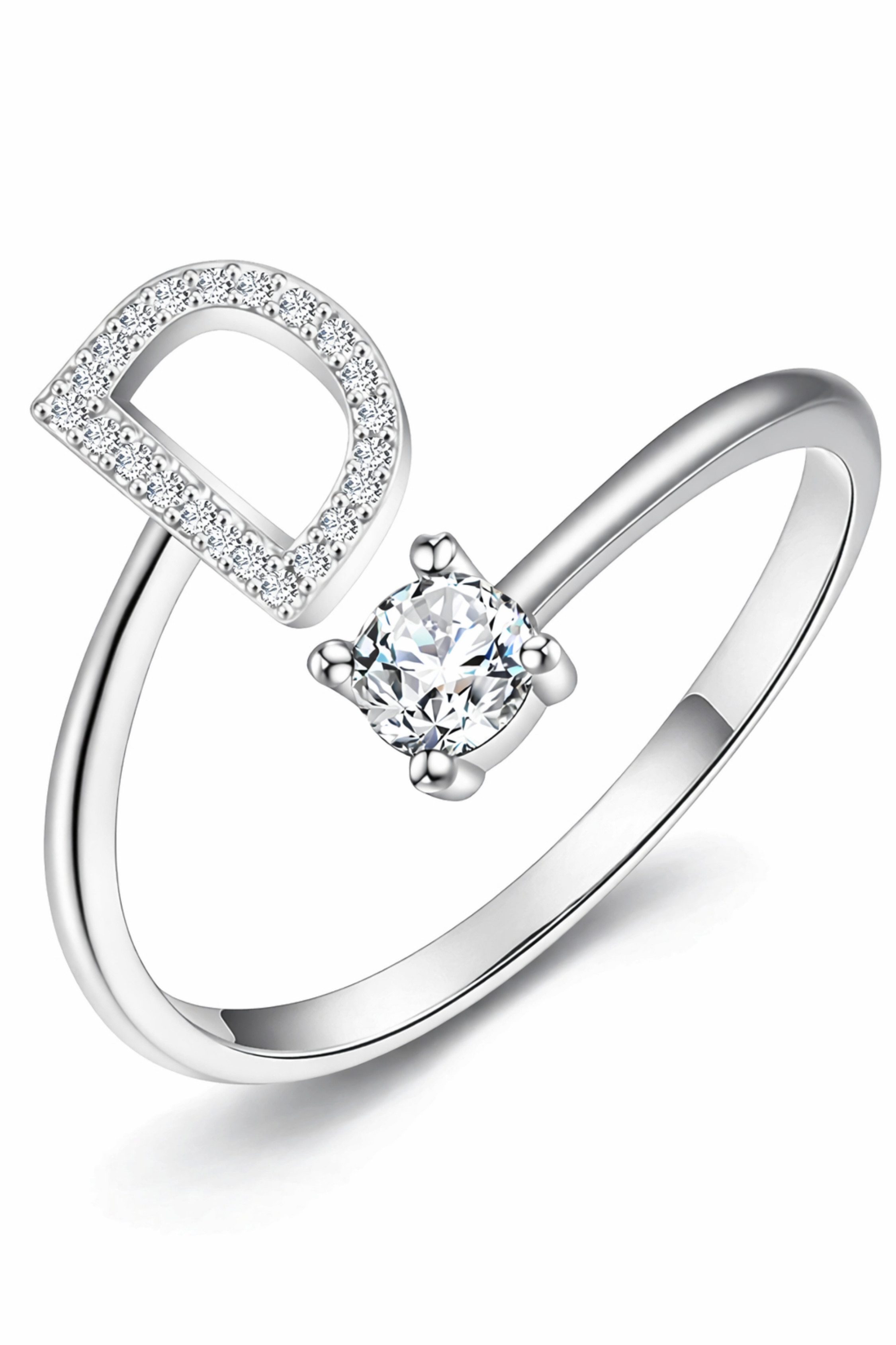 S&T Design Fingerring Buchstaben Ring Damen 14K Gold Vergoldet Silber Verstellbar Wasserfest (Goldring Geschenke für Frauen Freundin Mädchen Schmuck, 1-tlg., Buchstabenring), Damenring langlebigem Edelstahl Verstellbare Größe 50 - 60 Modeschmuck