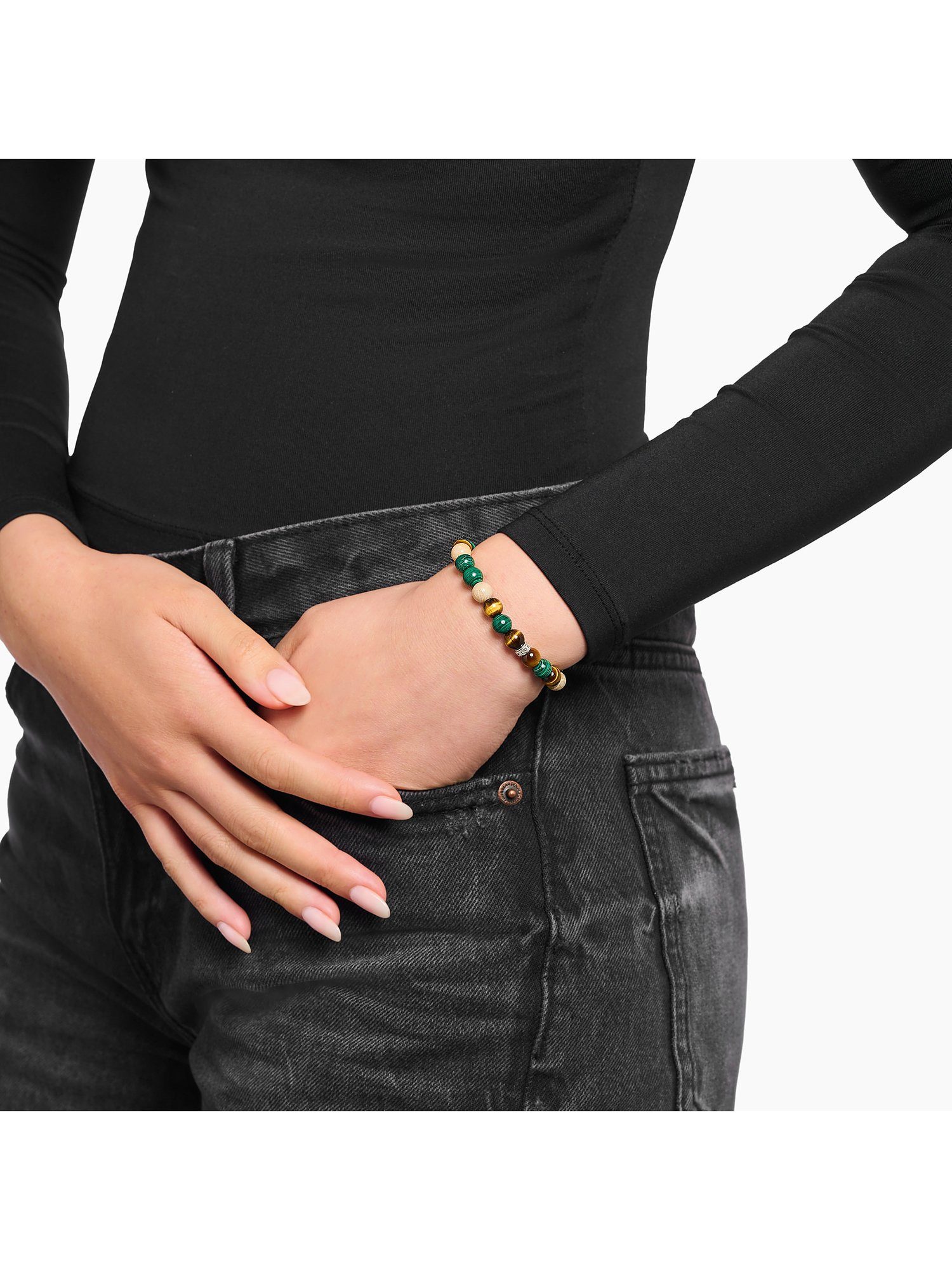 THOMAS SABO Silberarmband Thomas Sabo Unisex-Armband 925er Silber Malachit, Modern