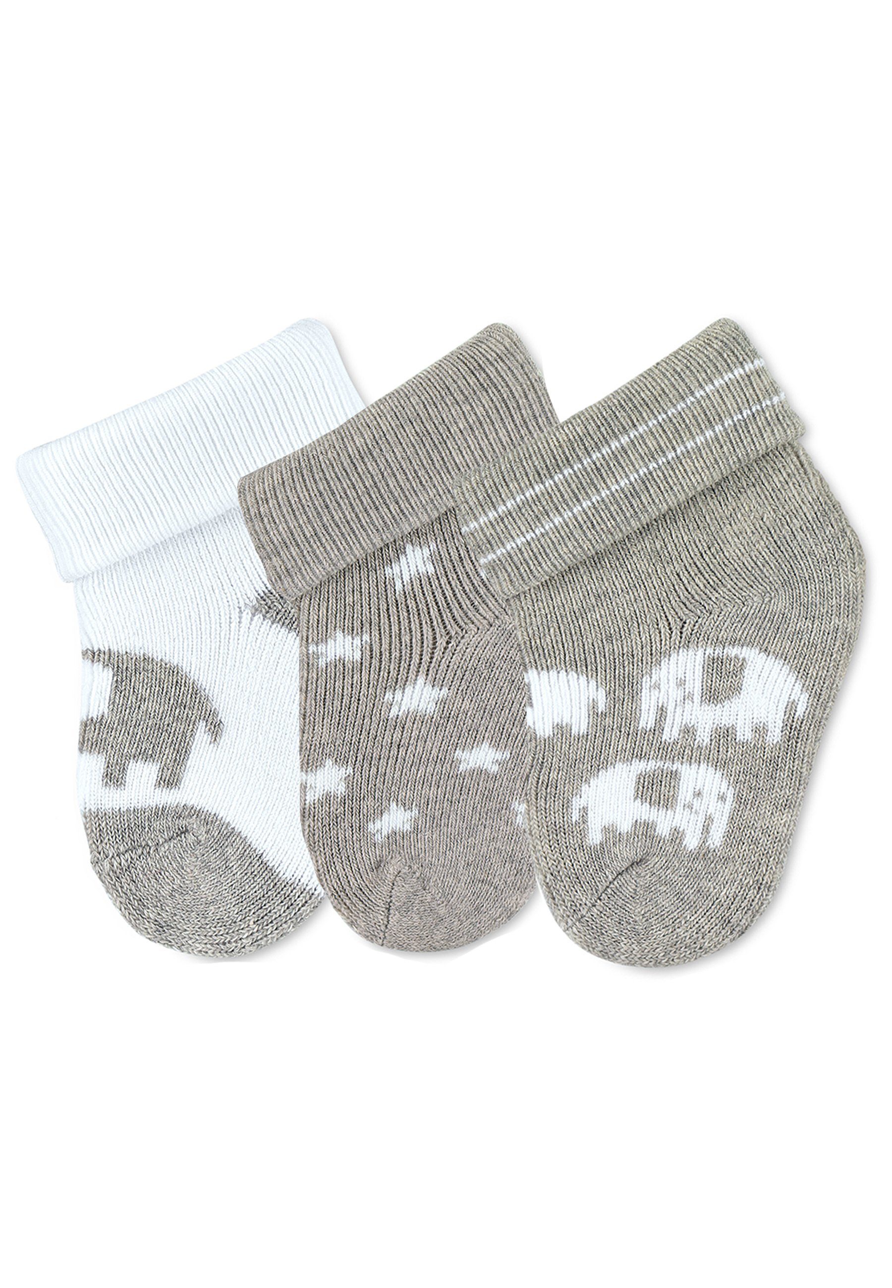 Sterntaler® Socken Erstlingssöckchen Elefant melange Vollplüsch Socken Babysöckchen oder in Erstlingssöckchen Erstlingssocken und - Sterne (3-Paar) Monate Umschlag Ecru hellgrau Hellblau, - - Baby-Söckchen Neugeborenen Motive Elefant Weiß - mit im 0-4 3er-Pack, Elefanten und