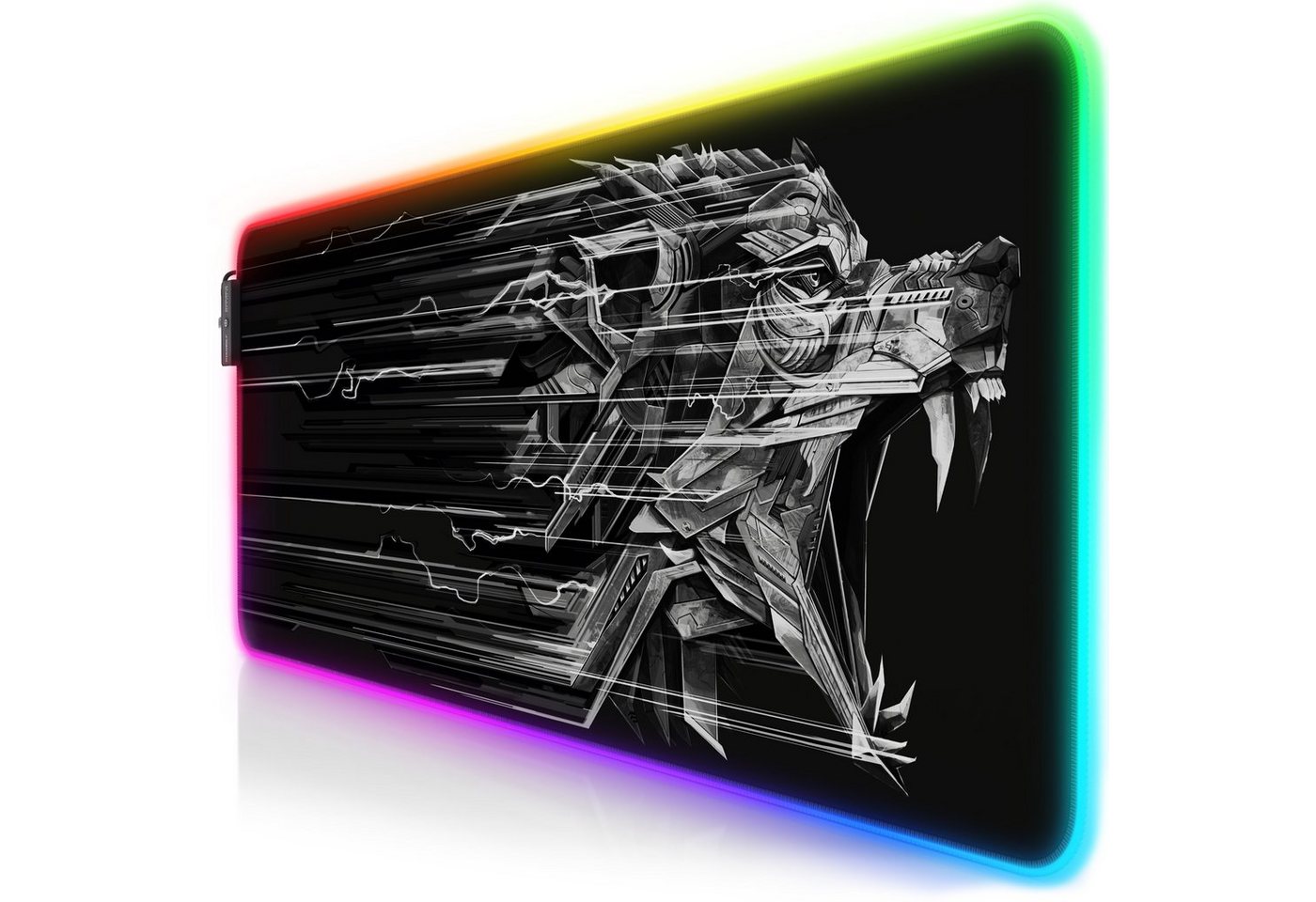 Titanwolf Gaming Mauspad RGB Mousepad 800 x 300 x 3 mm, LED Multi Color XL Tischunterlage (1-St), rutschfest, abwaschbar, Geschwindigkeit & Präzision, Epsilon