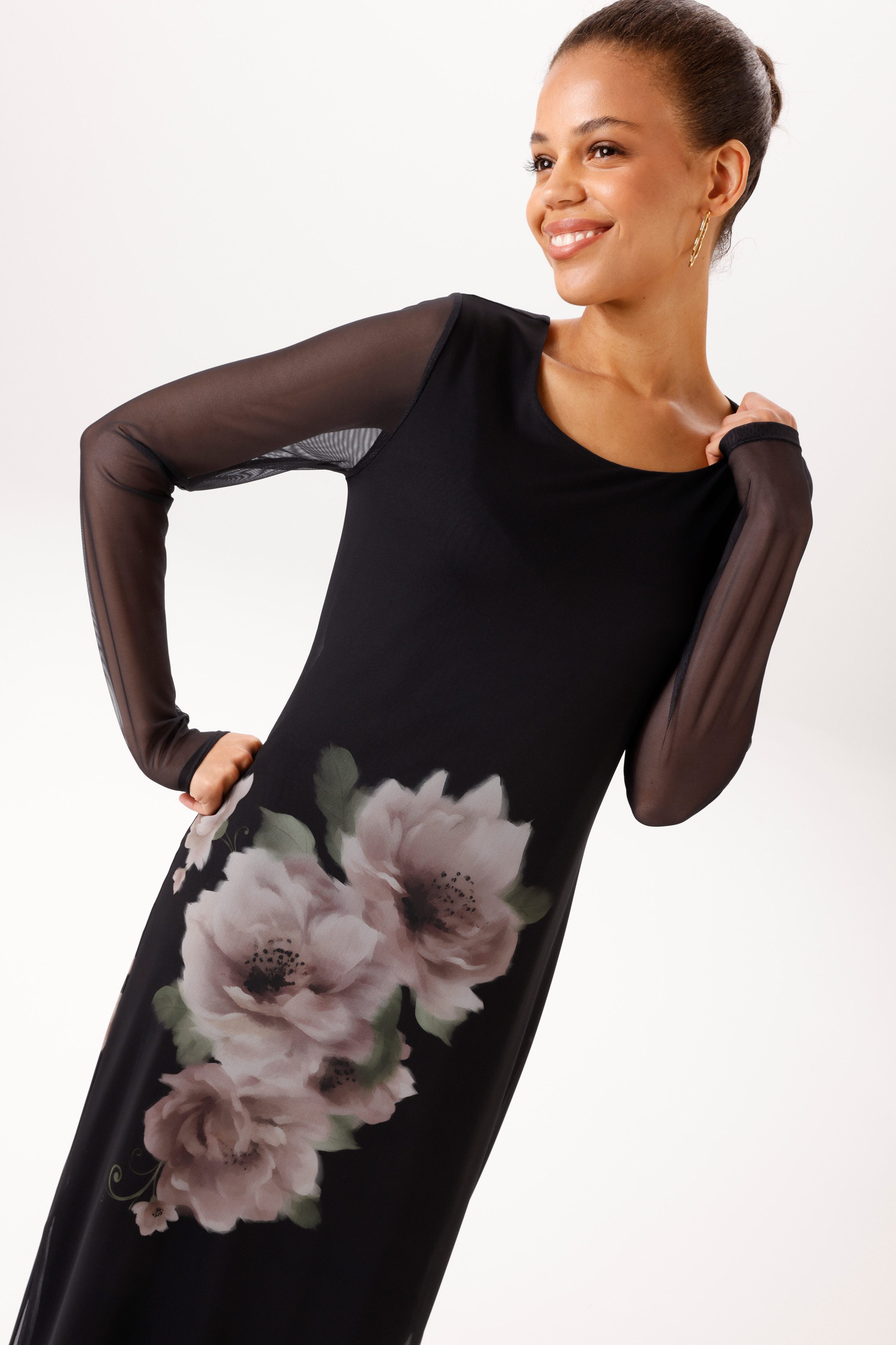 Aniston CASUAL Maxikleid mit großflächigen Batikblüten - NEUE KOLLEKTION