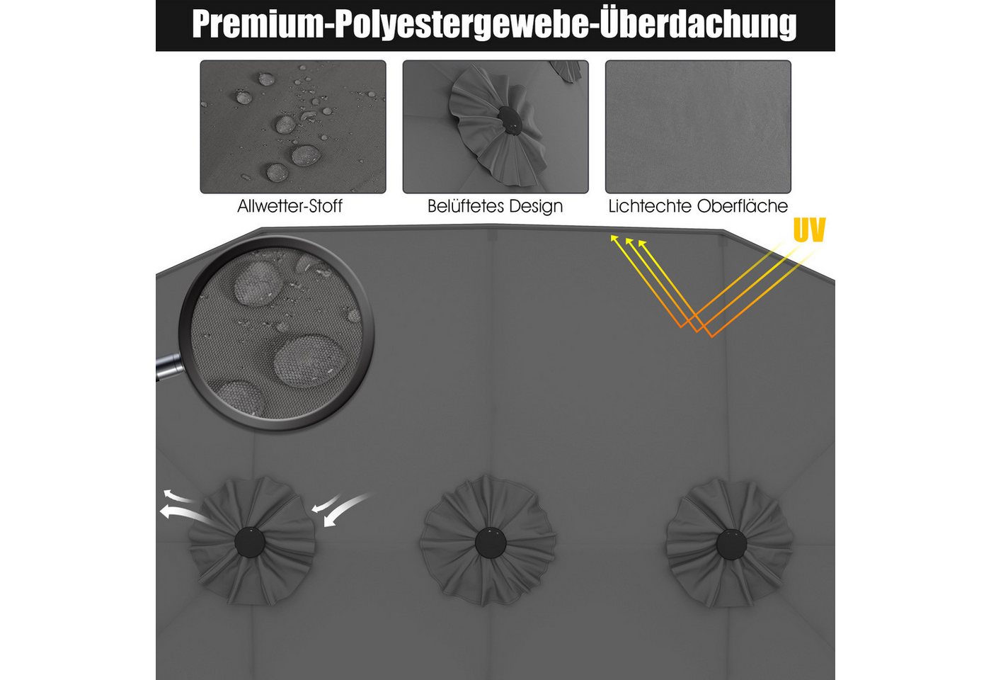 Thumbnail - COSTWAY Sonnenschirm, LxB: 460,00x270,00 cm, Gartenschirm mit Kurbel