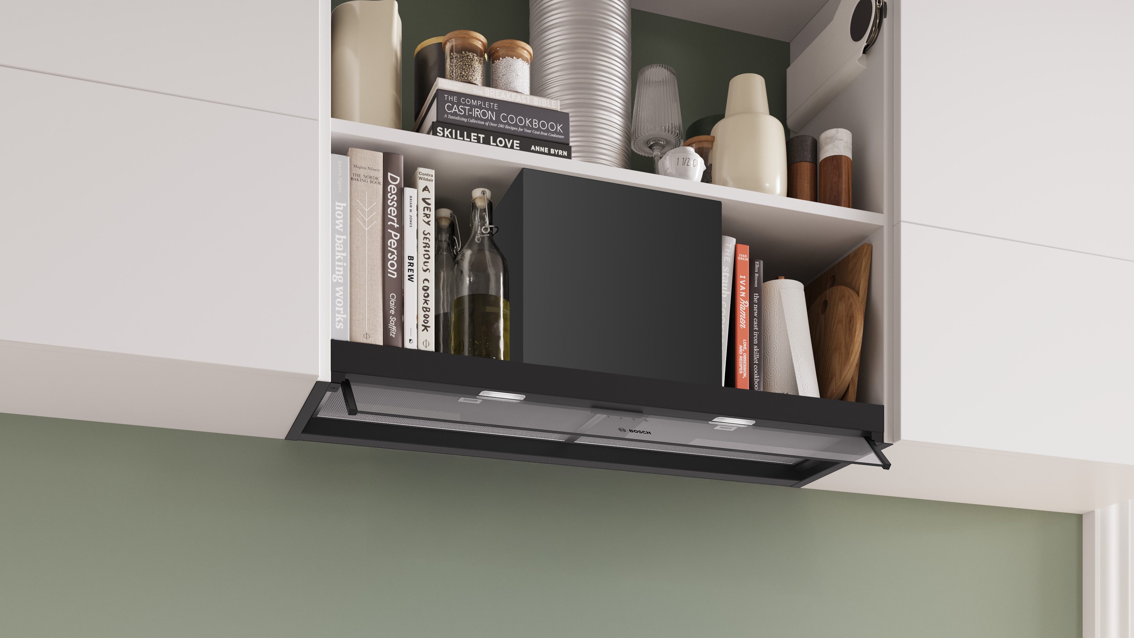BOSCH Lüfterbaustein DBB95CC60 Serie Serie 4 DBB95CC60, Effizientes Dual-Filtersystem & maximaler Stauraum im Schrank