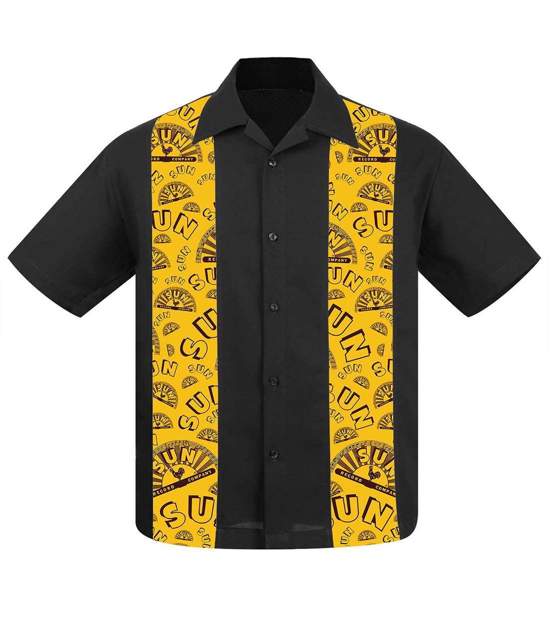 Steady Clothing Kurzarmhemd Logo Mini Panel Sun Records Bowling Shirt Vintage Retro Rockabilly