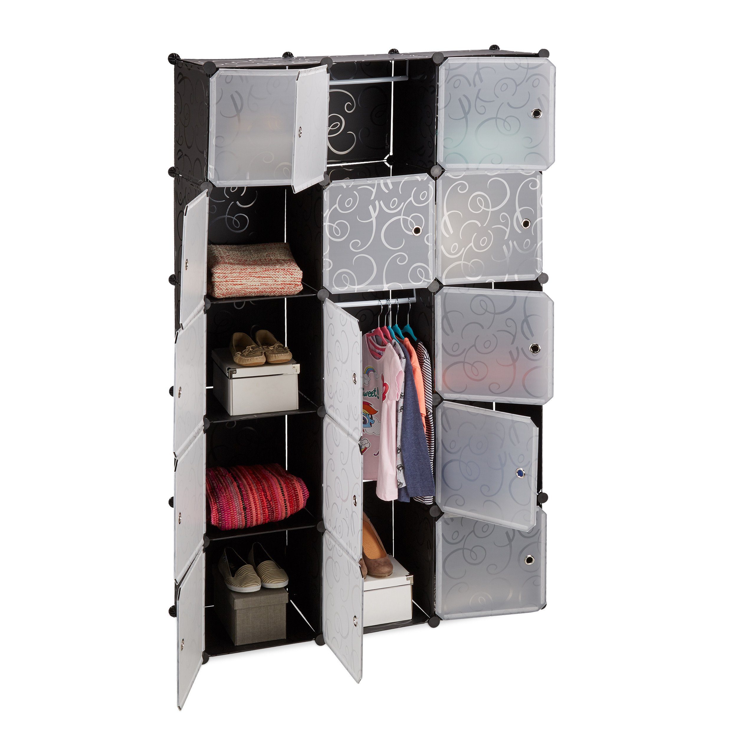 relaxdays Steckregal Regalsystem Kleiderschrank 11 Fächer, günstig online kaufen