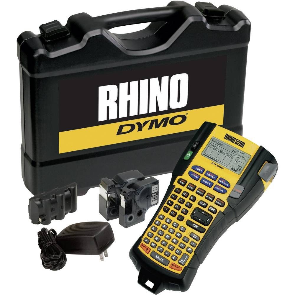 DYMO Beschriftungsgerät RHINO 5200 Hartschalenkofferset, Inkl. Akku, Inkl. Netzteil, Inkl. Tasche/Koffer
