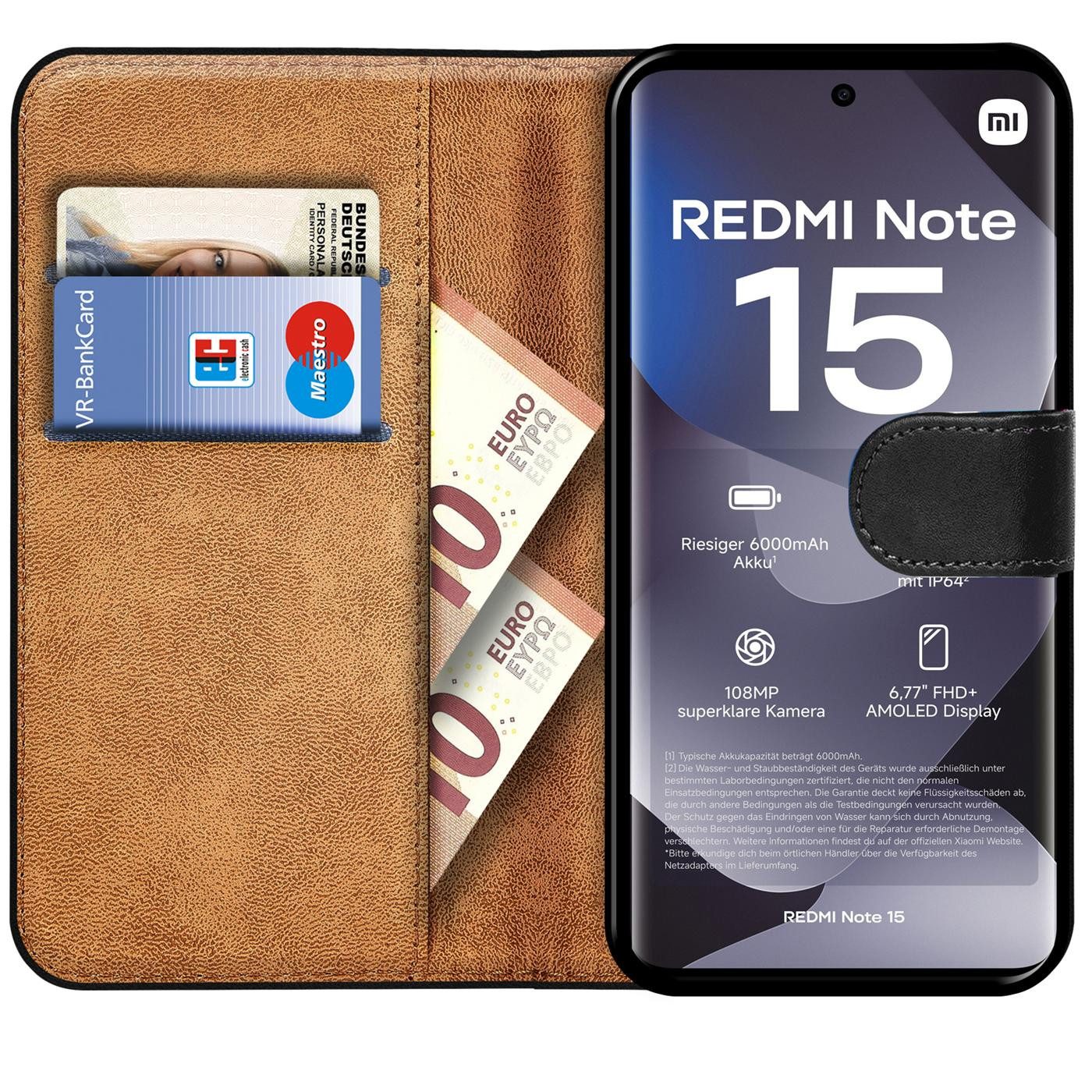 CoolGadget Handyhülle Wallet Klapp Tasche Book Case für Xiaomi Redmi Note 15 5G, Hülle Klapphülle Flip Cover Etui Schutzhülle – Bild 2 von 5