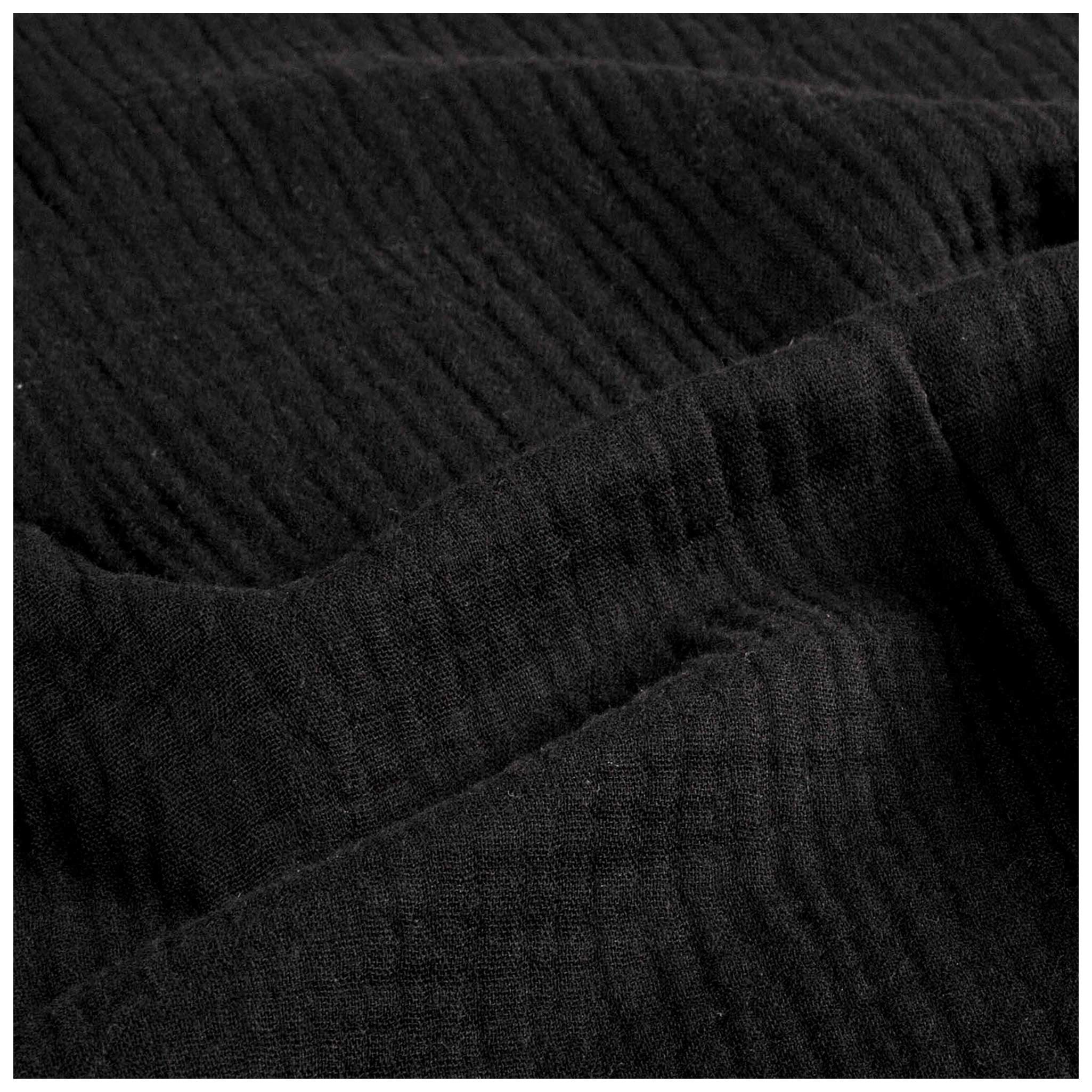 maDDma Stoff Musselin Bio Organic ab 1m Baumwollstoff Double Gauze Mulltuch, schwarz