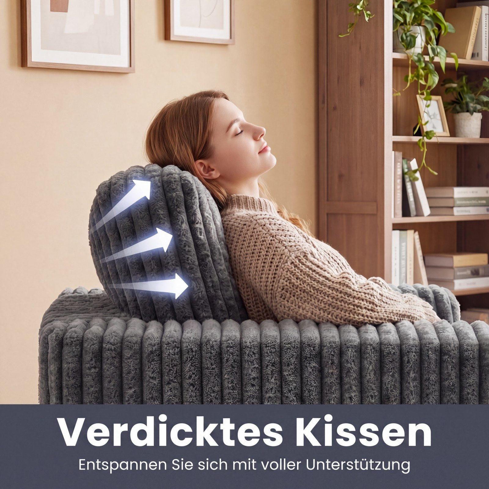 COSTWAY Relaxsessel Bodensessel Cord gepolstert, Sitzsack Sessel – Bild 4 von 5