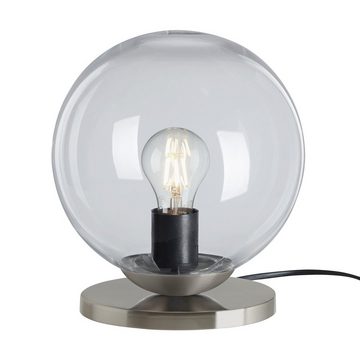 TRANGO Nachttischlampe, 7010C Retro Nachttischlampe *SUN* Glaskugel Tischleuchte in klar inkl. Kabelschalter & E27 Lampenfassung, Lampe, Fensterbank Leuchte, Nachttischleuchte, Schreibtischleuchte, Tischlampe